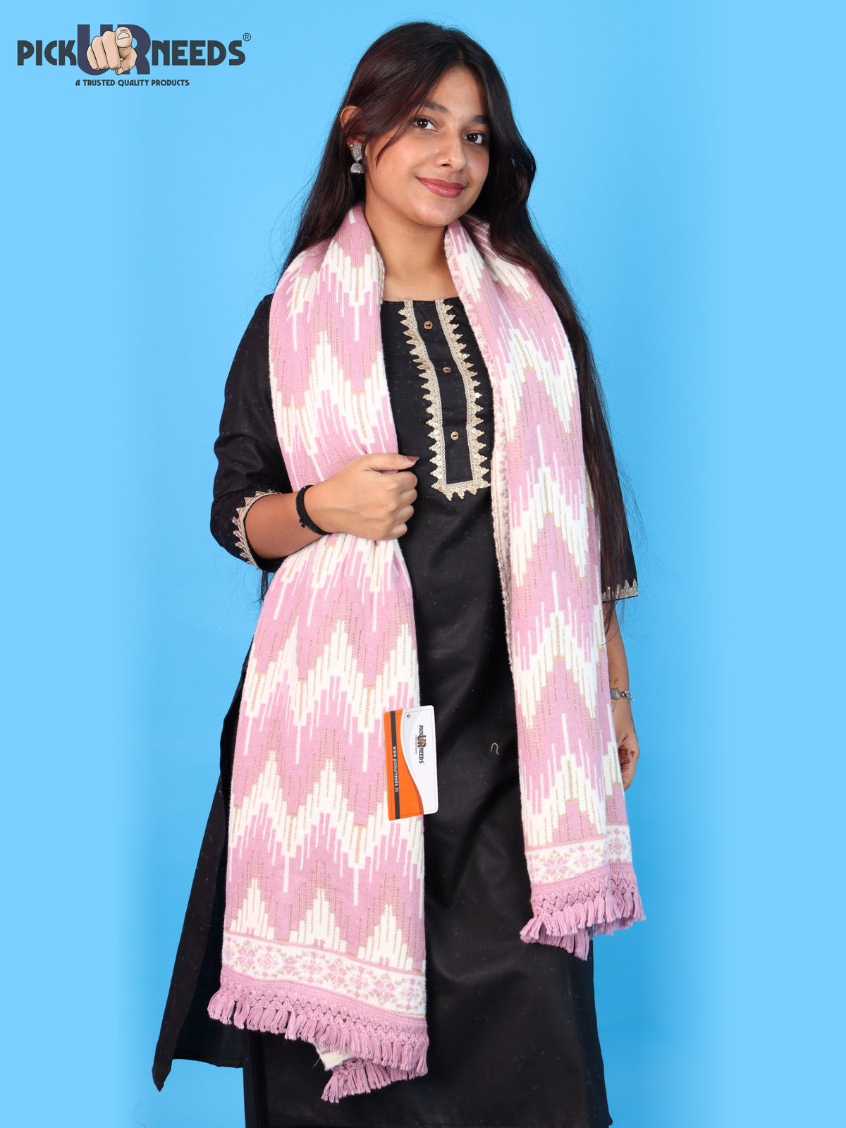 Pick Ur Needs Premium Wool Shawl For Womens & Girls Winter Muffler Soft Knitted Designer Wrap Warm Stole