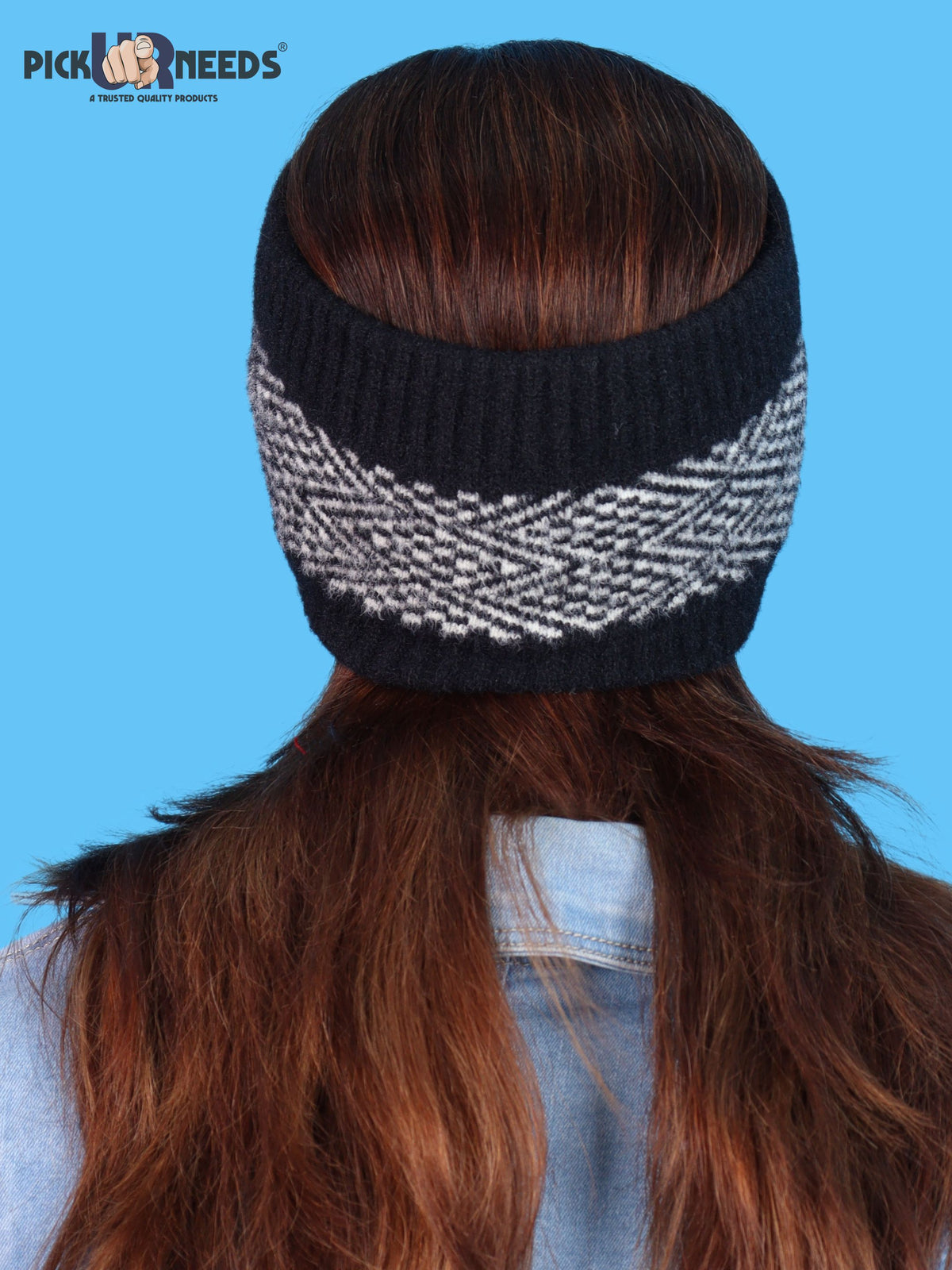 Pick Ur Needs Unisex Winter Headband Ear Warmer For Women & Men Soft Stretch Warm Head Wrap with Geometric Pattern