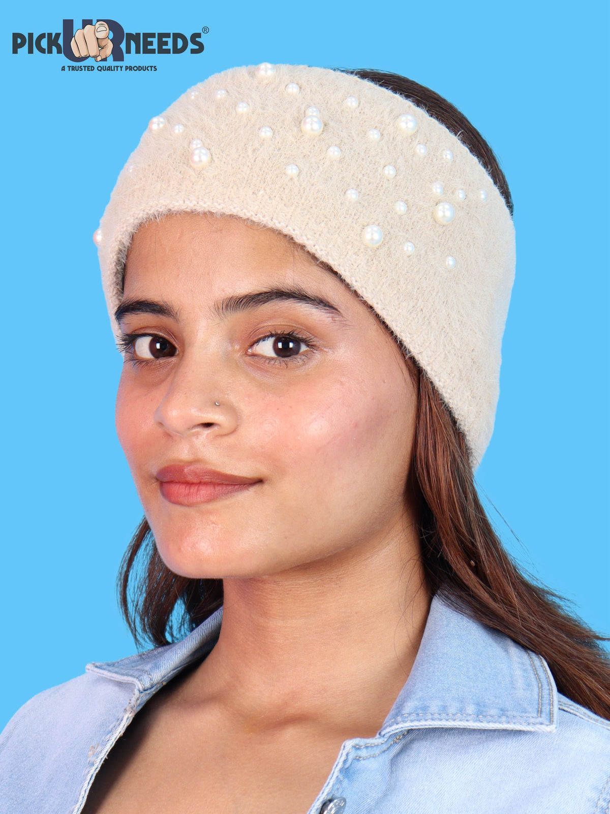 Pick Ur Needs Stylish & Cozy Pearl Embellished Winter Headband