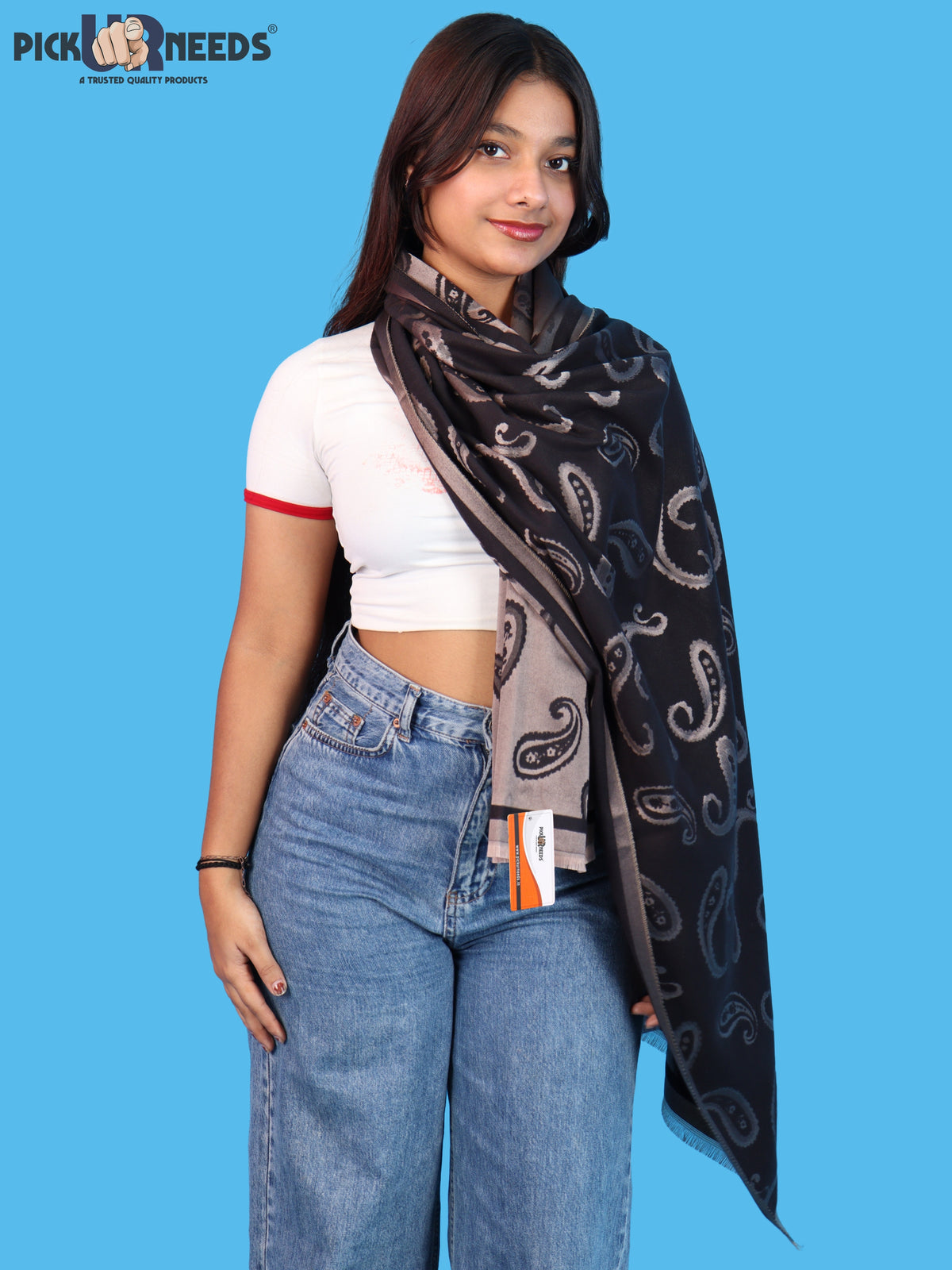 Pick Ur Needs Women & Girls Reversible 2 in 1 Woolen Muffler Soft Warm Dual Side Winter Scarf with Elegant Paisley Pattern