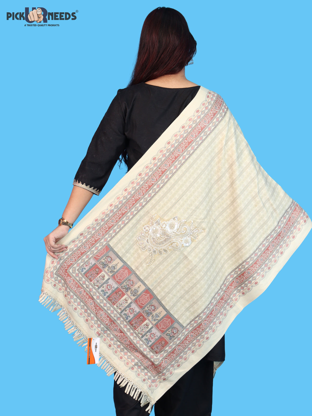 Pick Ur Needs Premium Soft Woolen Women & Girls Stylish Shawl with Elegant Design for Winter & Wedding
