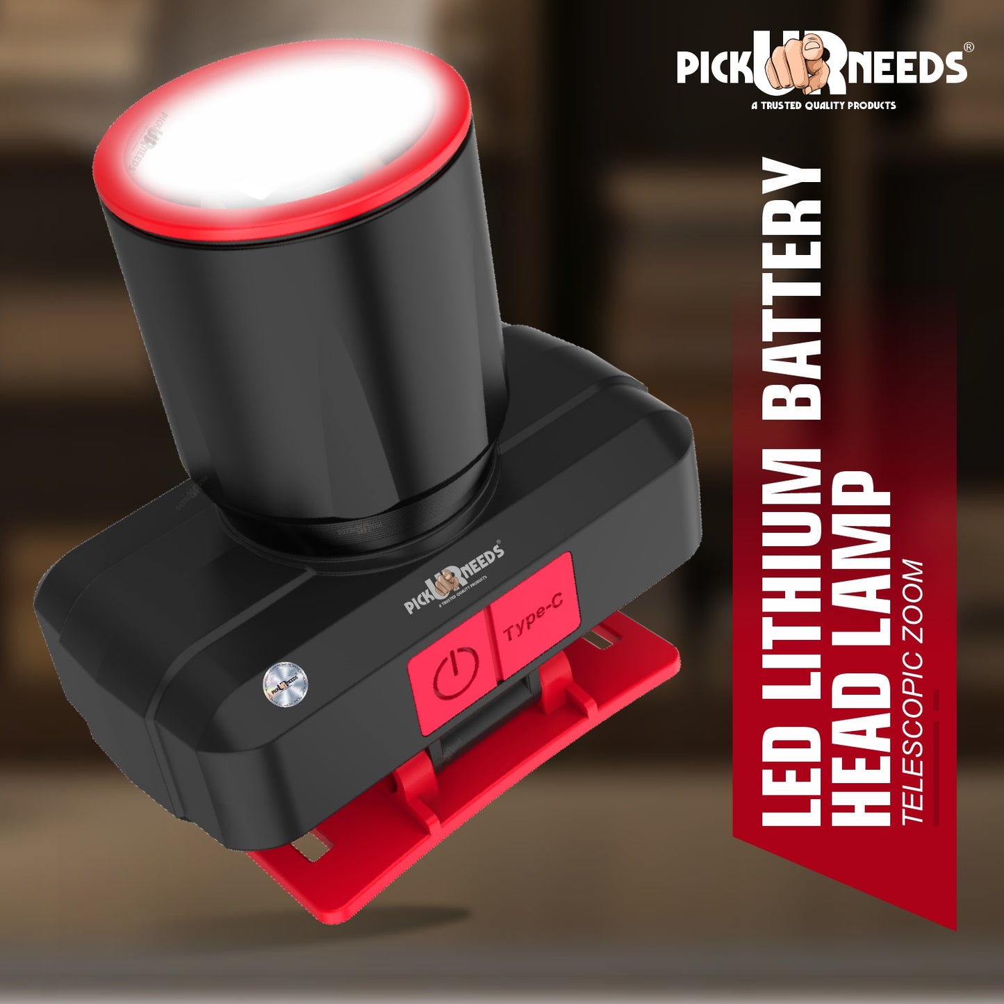Pick Ur Needs Zoomable Rechargeable 100W Bright LED Head Lamp 1200mAh Battery 3 hrs Torch Emergency Light
