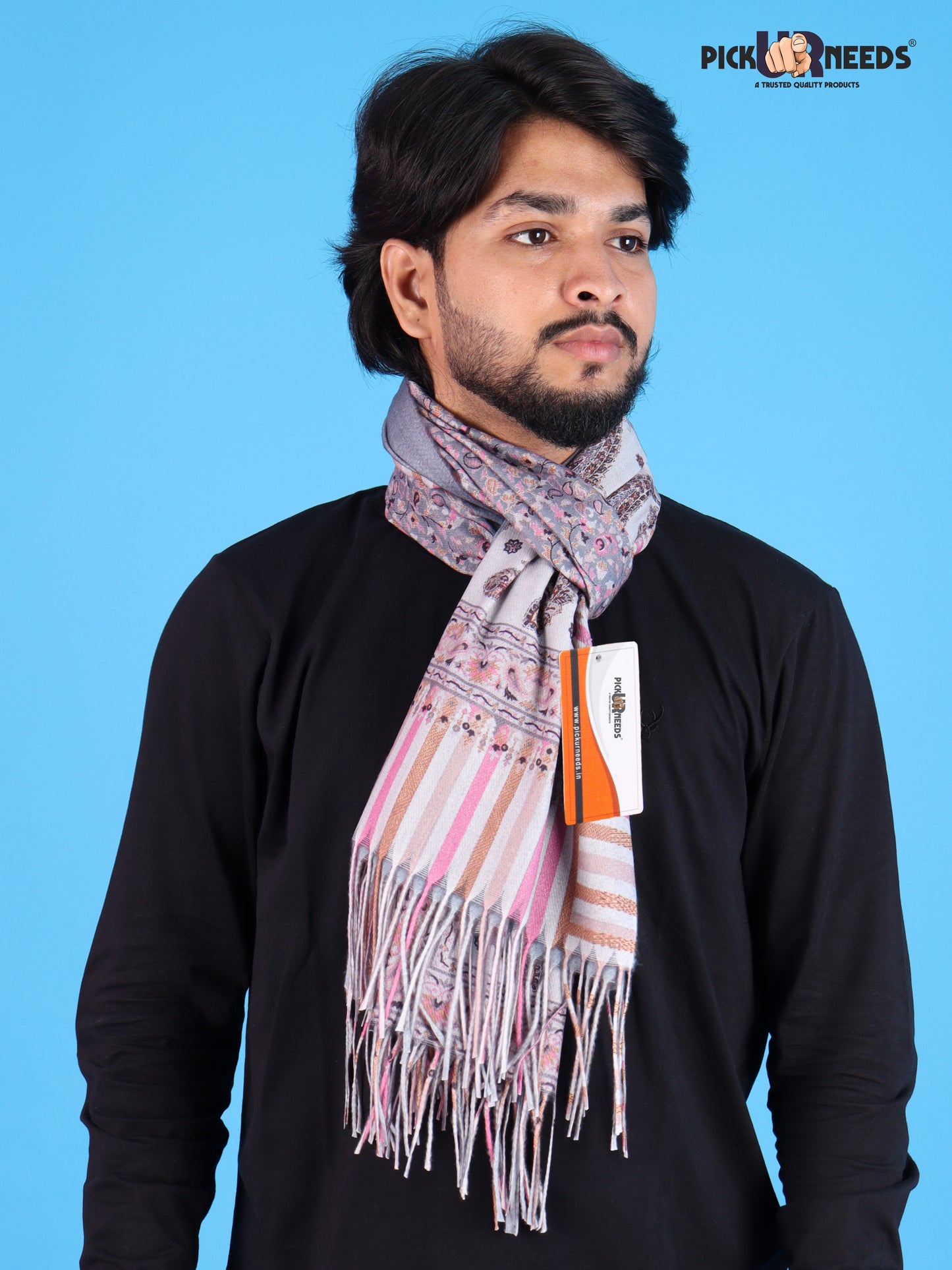 Pick Ur Needs Men’s Premium Winter Shawl Stole Stylish Paisley Print Wrap Scarf For Boys with Soft Feel & Fringed Finish