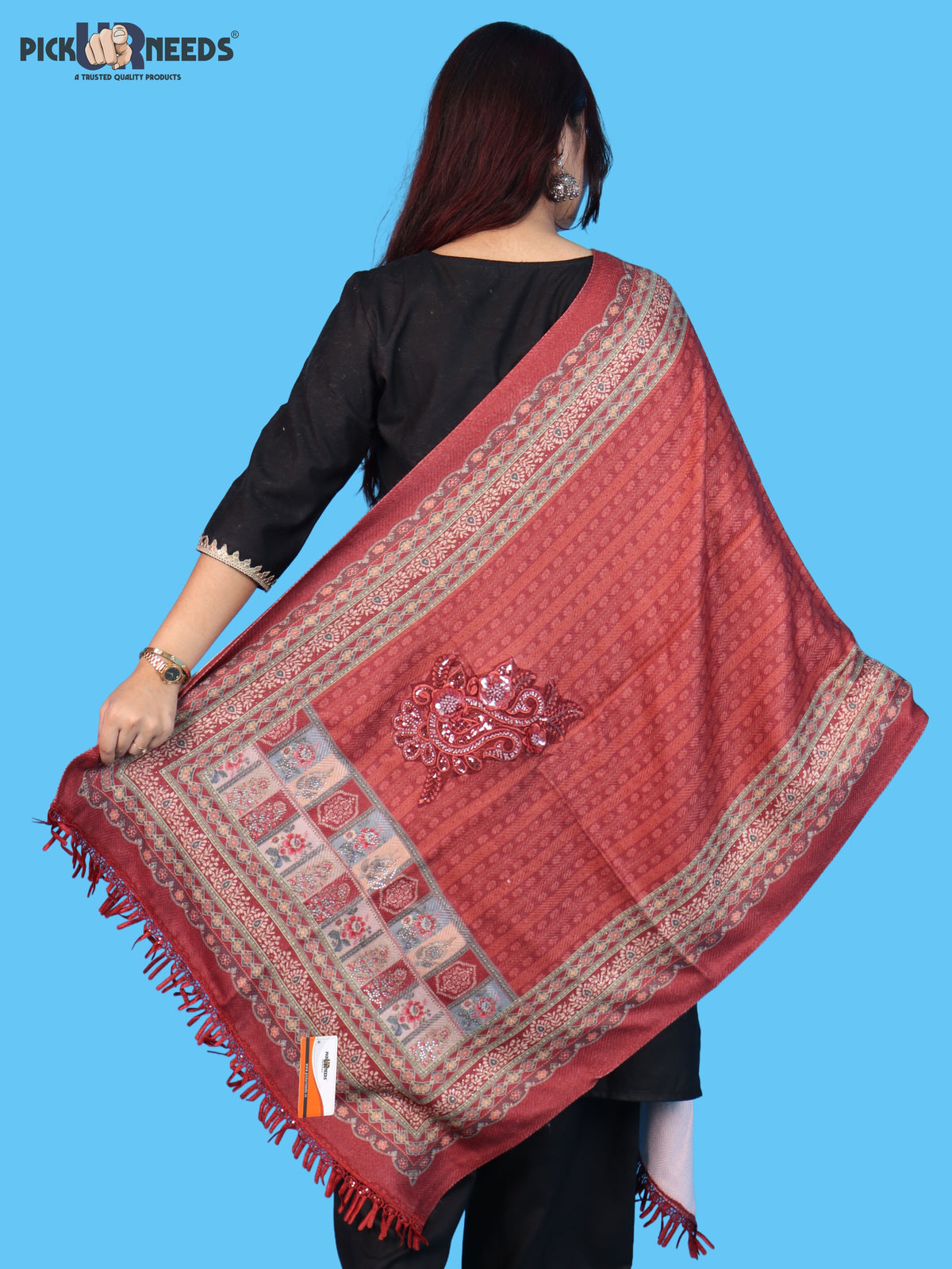 Pick Ur Needs Premium Soft Woolen Women & Girls Stylish Shawl with Elegant Design for Winter & Wedding