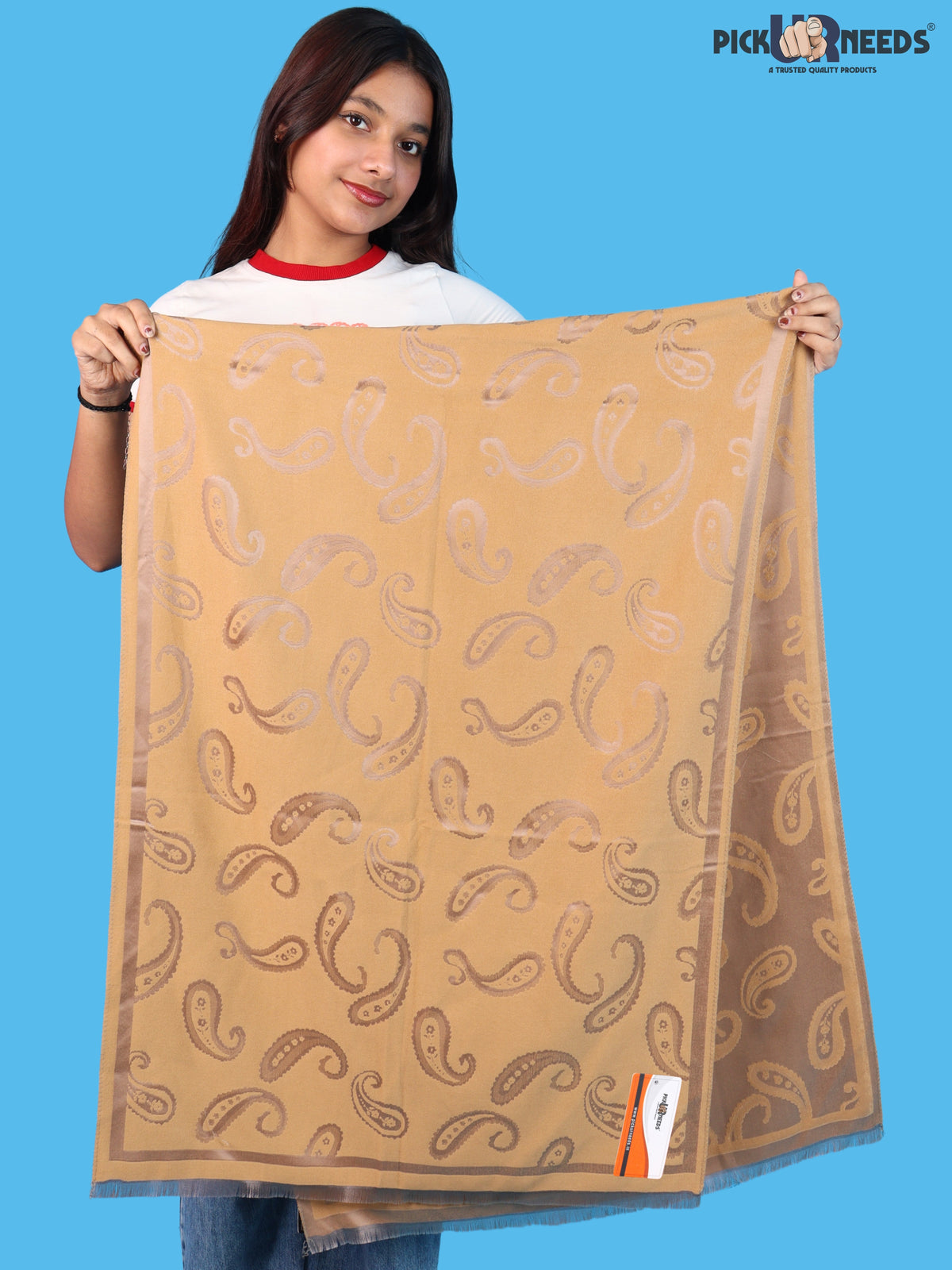 Pick Ur Needs Women & Girls Reversible 2 in 1 Woolen Muffler Soft Warm Dual Side Winter Scarf with Elegant Paisley Pattern