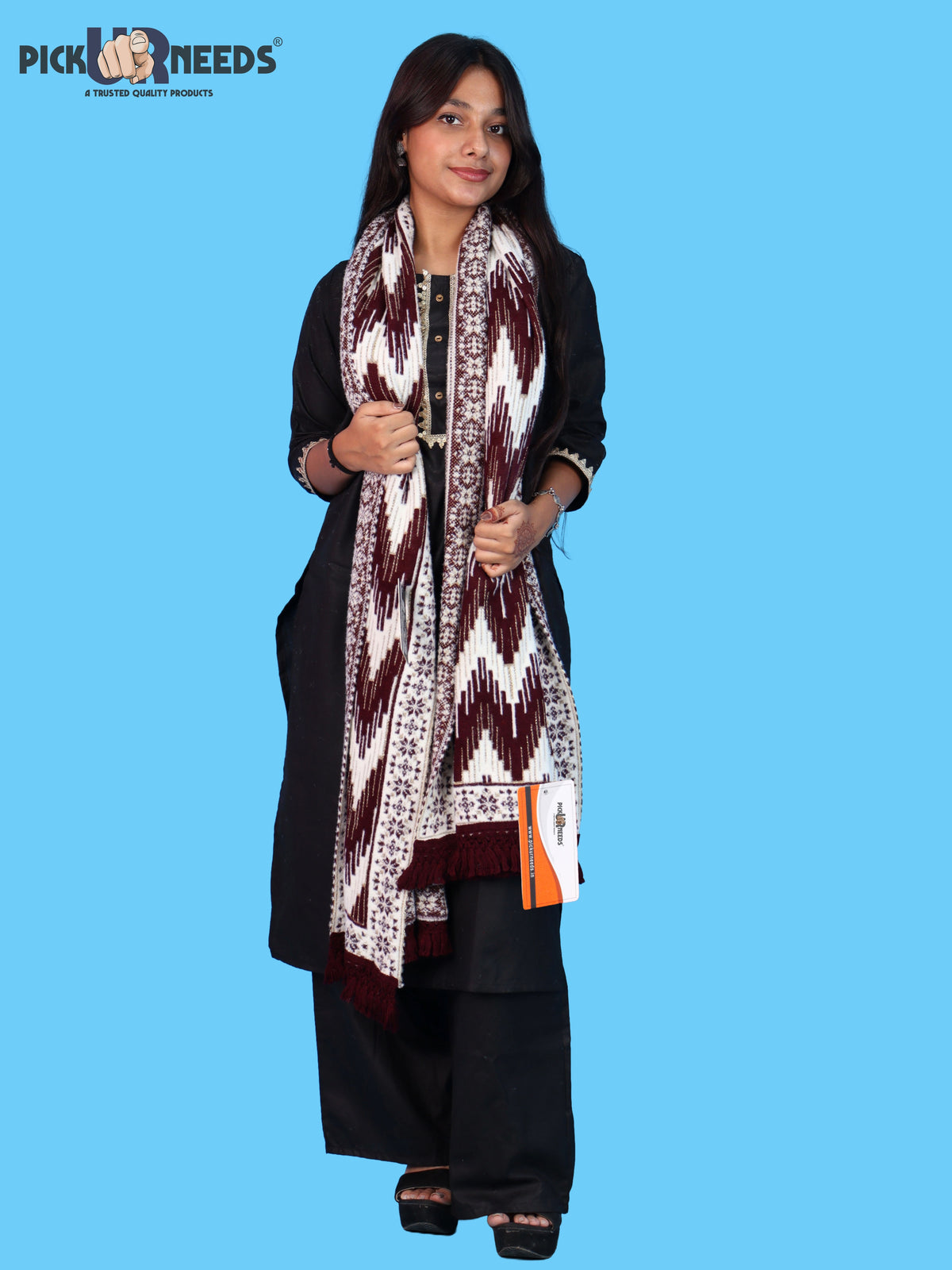 Pick Ur Needs Premium Wool Shawl For Womens & Girls Winter Muffler Soft Knitted Designer Wrap Warm Stole