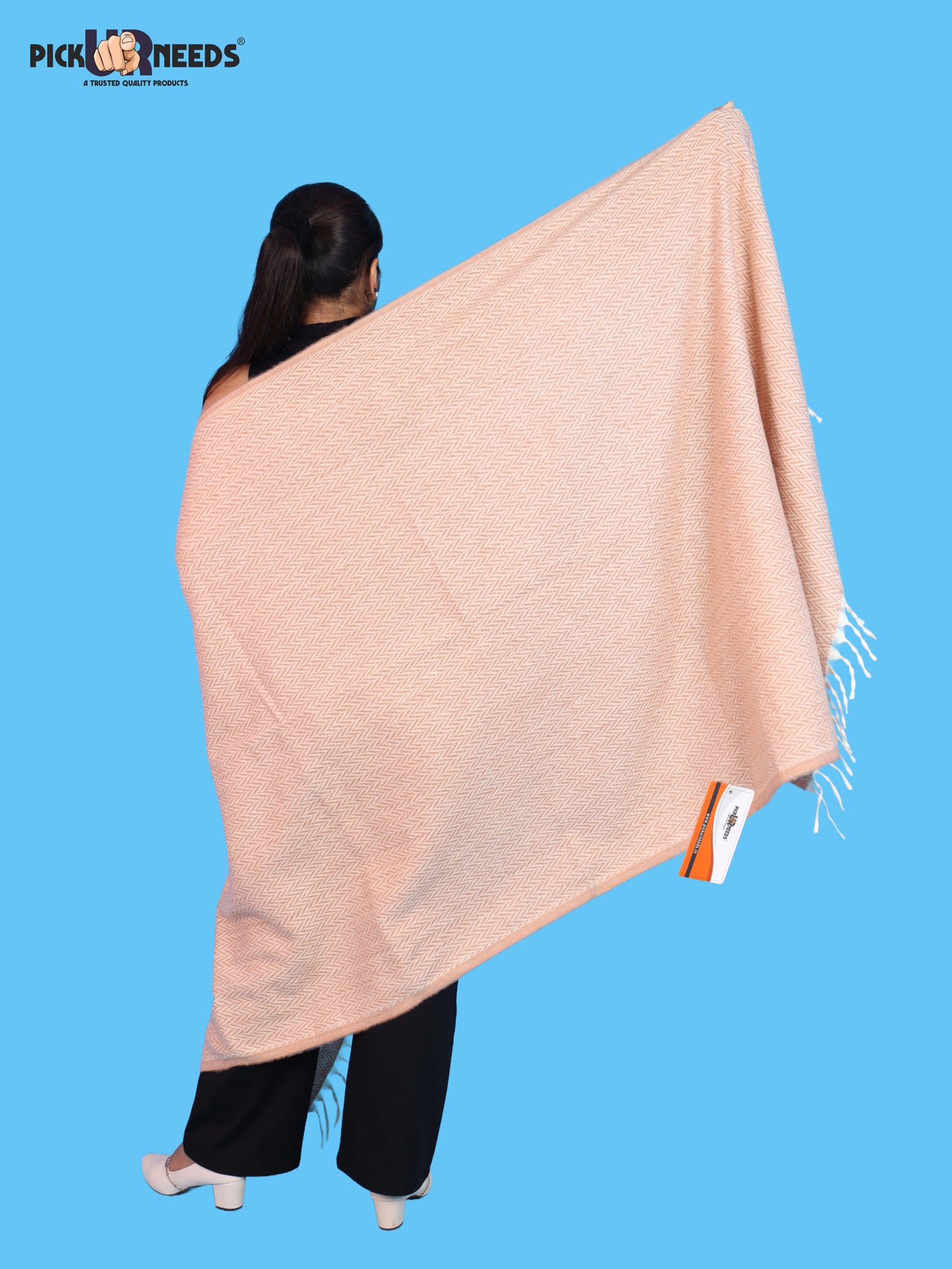 Pick Ur Needs Women’s Winter Muffler Shawl Soft & Warm Knitted Herringbone Wrap with Elegant Fringe Stole For Girls