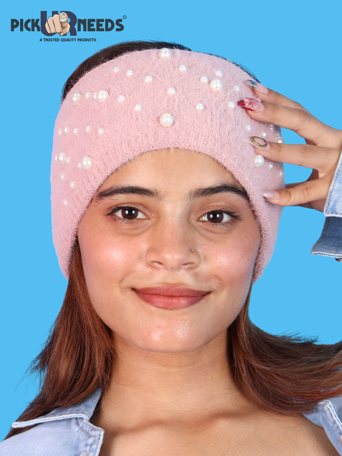 Pick Ur Needs Stylish & Cozy Pearl Embellished Winter Headband