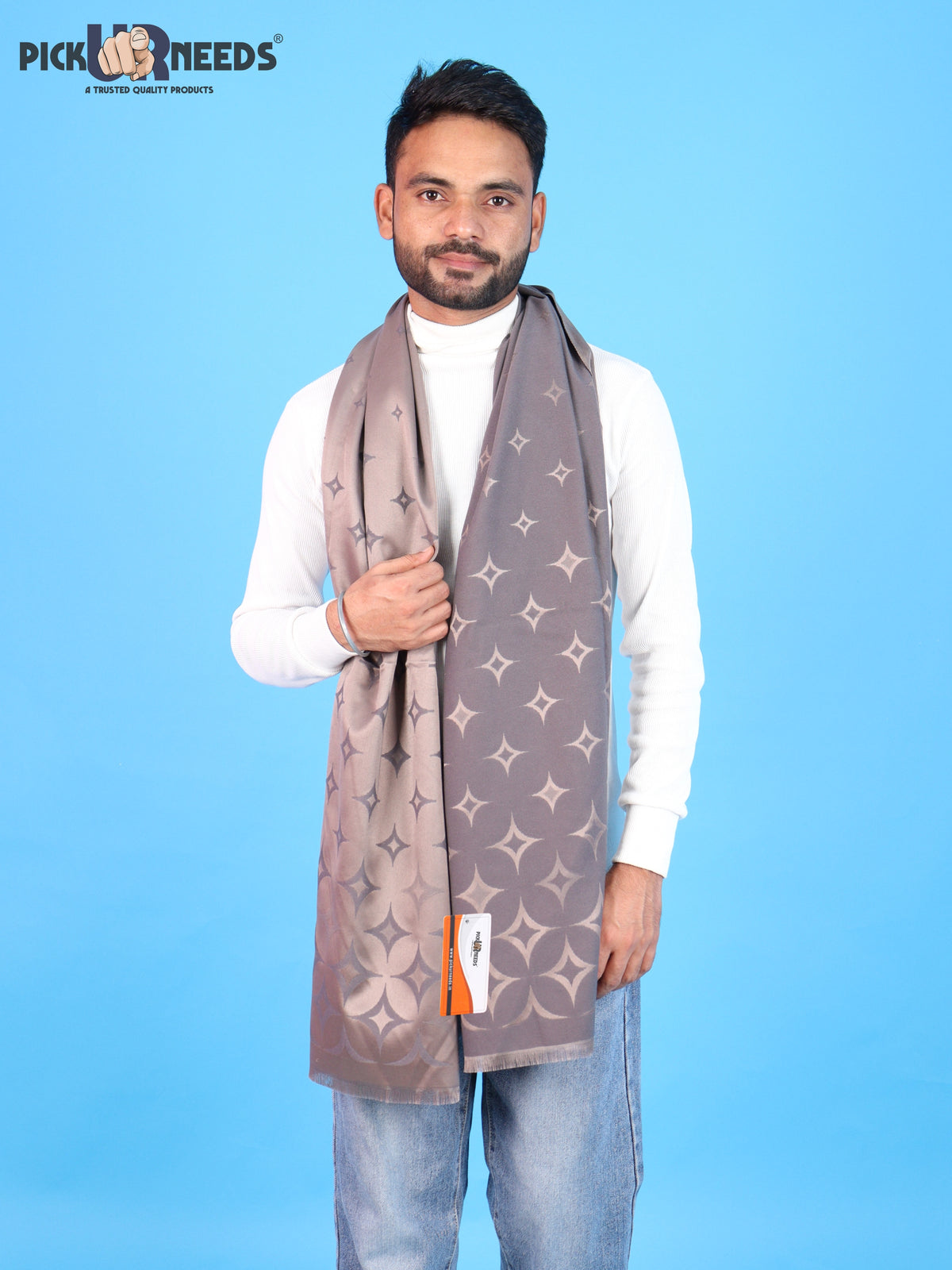 Pick Ur Needs Mens 2-in-1 Reversible Shawl Stylish Printed Winter Shawl for Boys Soft Warm Woolen Stole Premium Large Winter Wrap