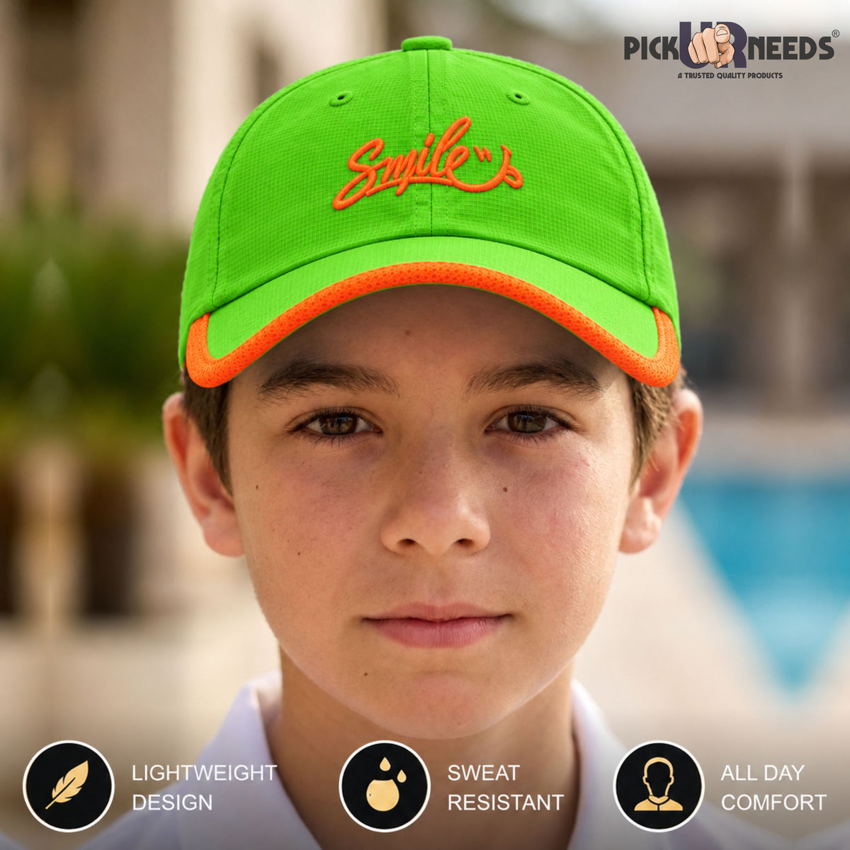 Pick Ur Needs Smile Embroidered Baseball Cap, Adjustable Dad Hat, Everyday Essential Sun Protection Caps Kids