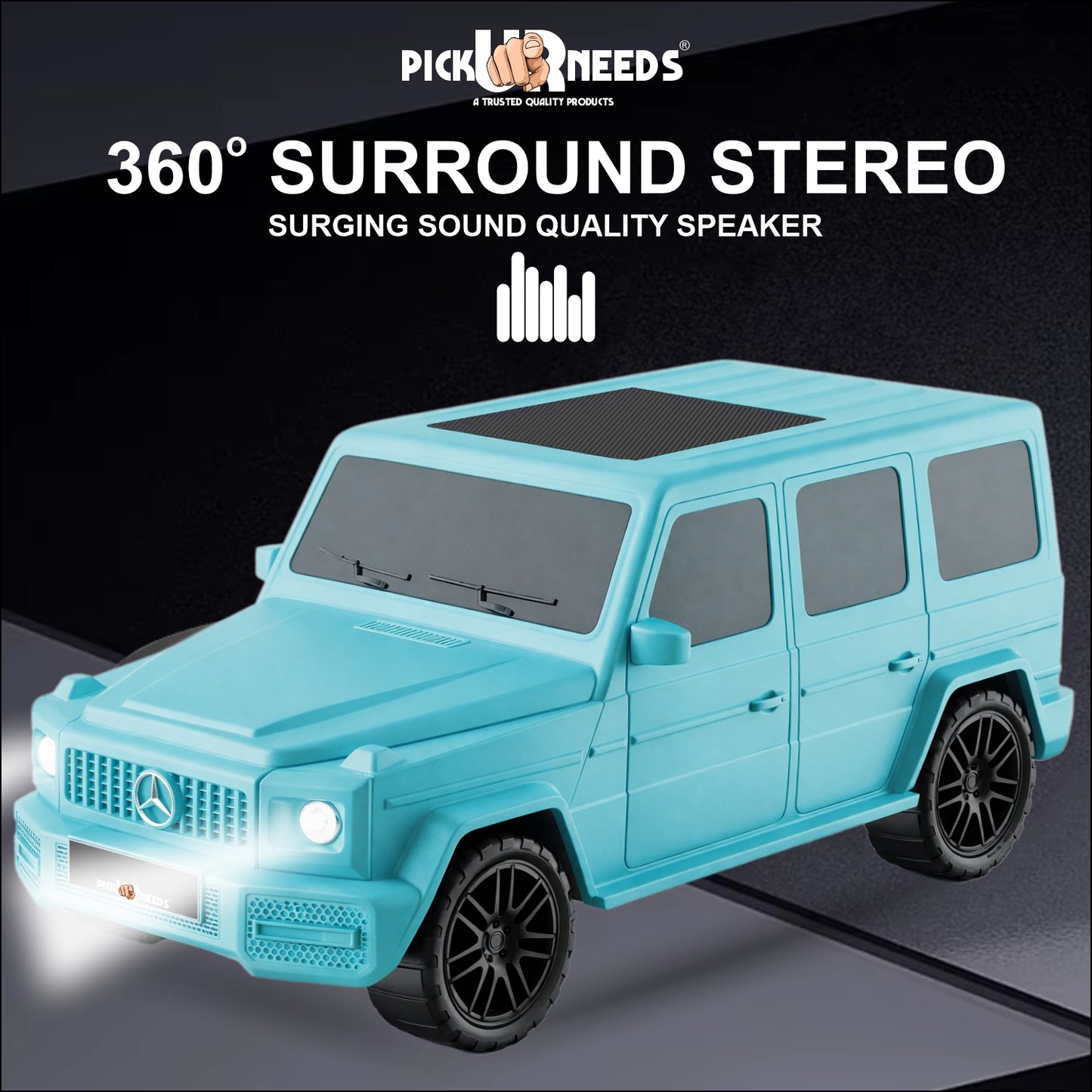 Pick Ur Needs Reachargebale Car Shape Wireless Bluetooth Speaker 10W with 1200mAh Battery, Multi-Play Modes BT/USB/AUX/TF, SUV Design Portable Speaker