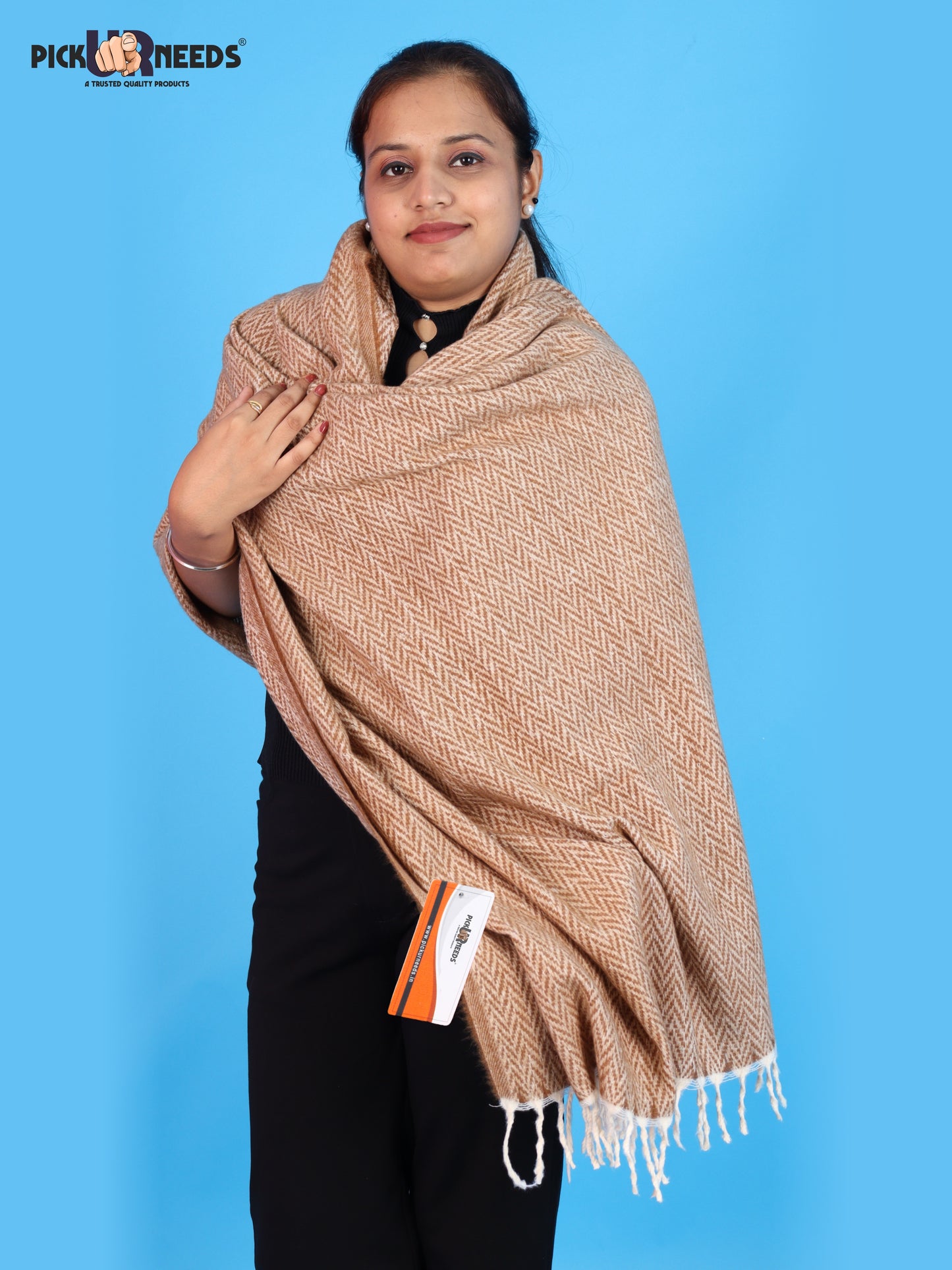 Pick Ur Needs Women’s Winter Muffler Shawl Soft & Warm Knitted Herringbone Wrap with Elegant Fringe Stole For Girls