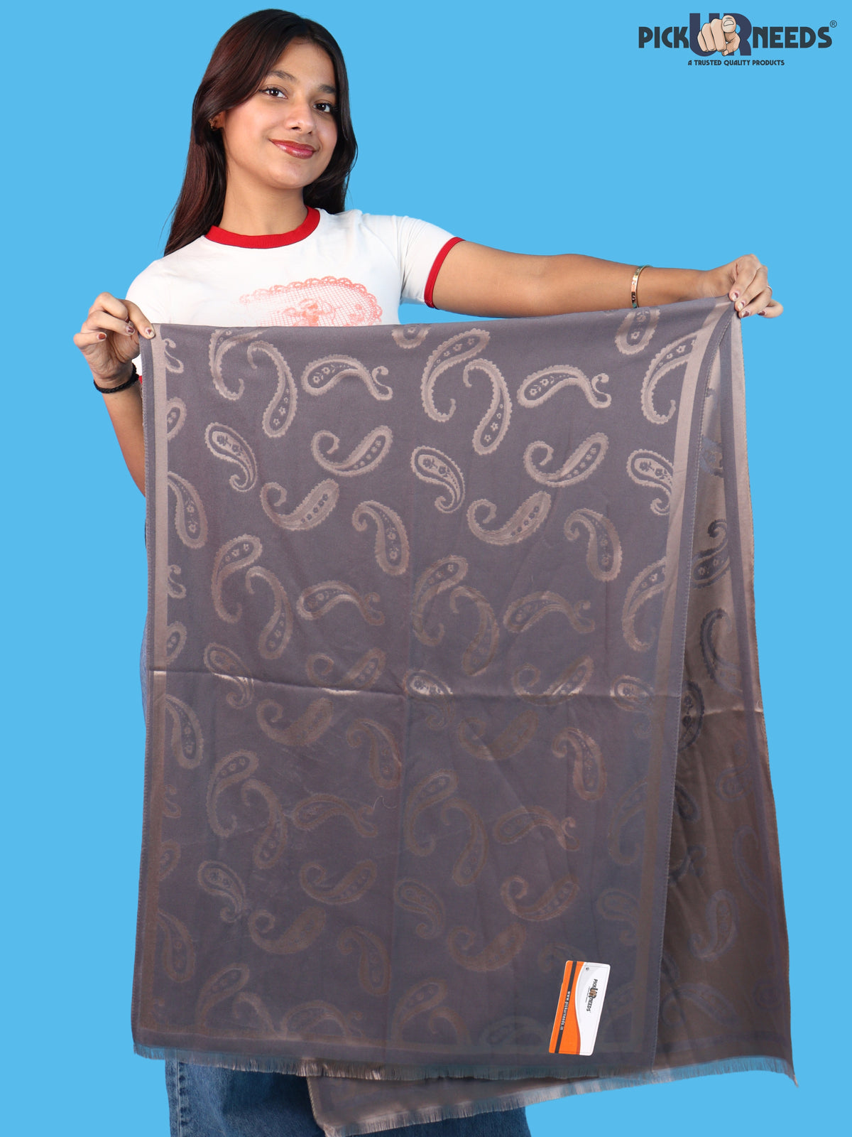 Pick Ur Needs Women & Girls Reversible 2 in 1 Woolen Muffler Soft Warm Dual Side Winter Scarf with Elegant Paisley Pattern