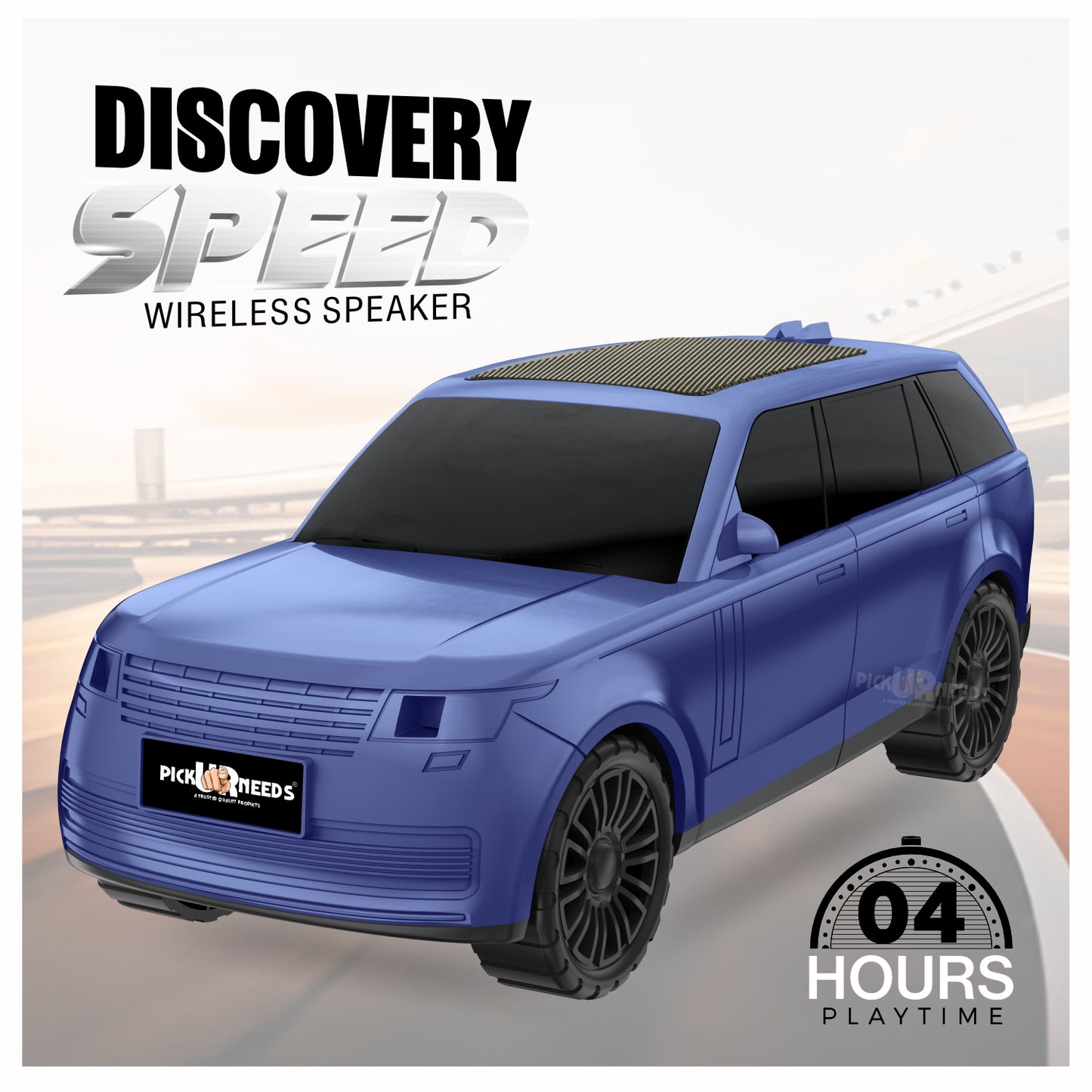 Pick Ur Needs Car Shape Wireless Bluetooth Portable Rechargeable Speaker LED Headlights  TF Card, USB, AUX, Type-C