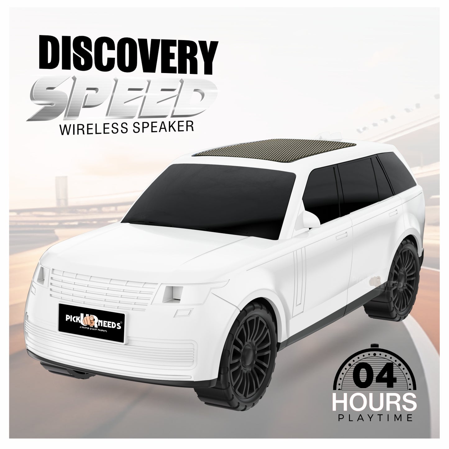 Pick Ur Needs Car Shape Wireless Bluetooth Portable Rechargeable Speaker LED Headlights  TF Card, USB, AUX, Type-C