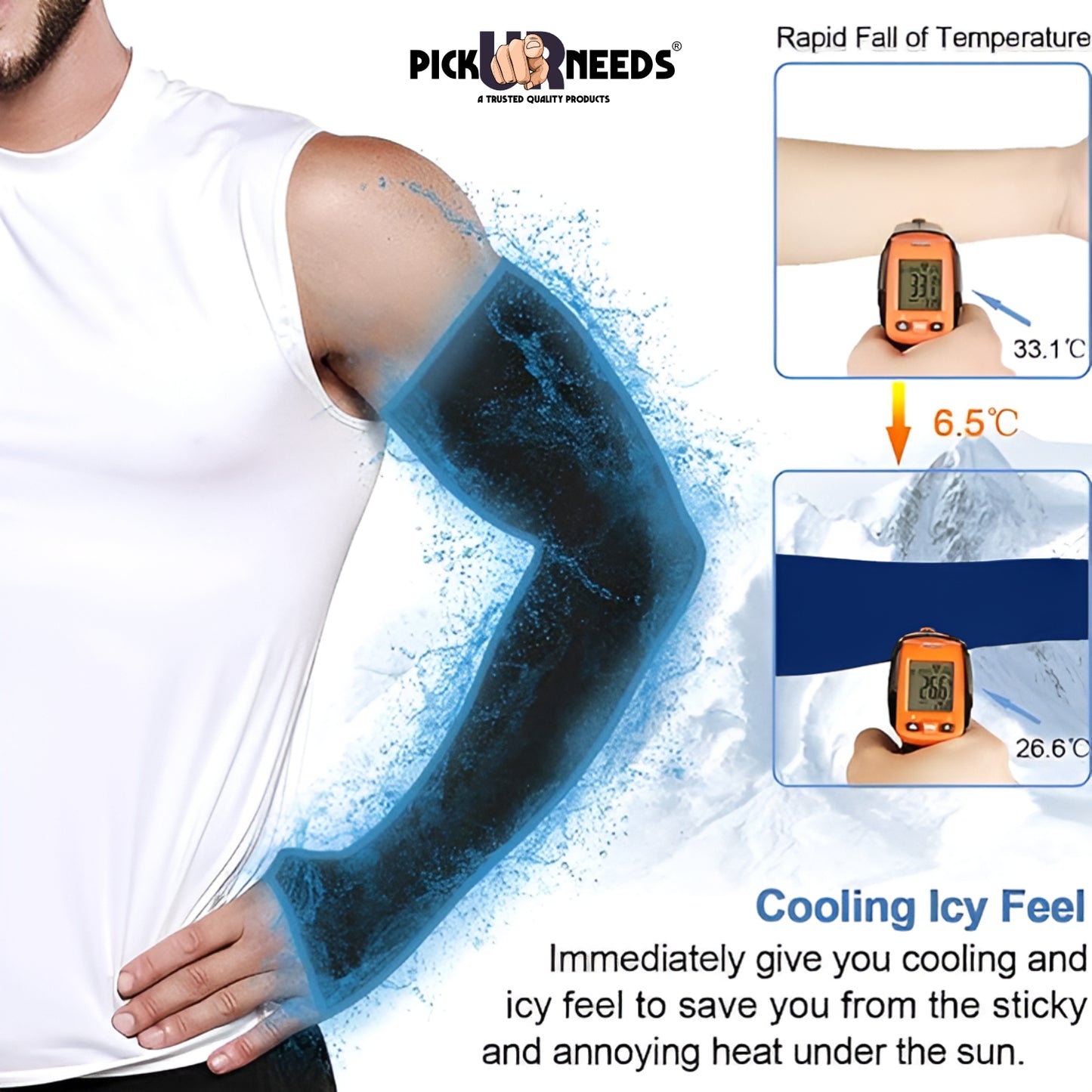Pick Ur Needs UV Protection Arm Sleeves with Thumb Holes, Nylon Sun Protection Hand Cover for Running and Cycling, Unisex