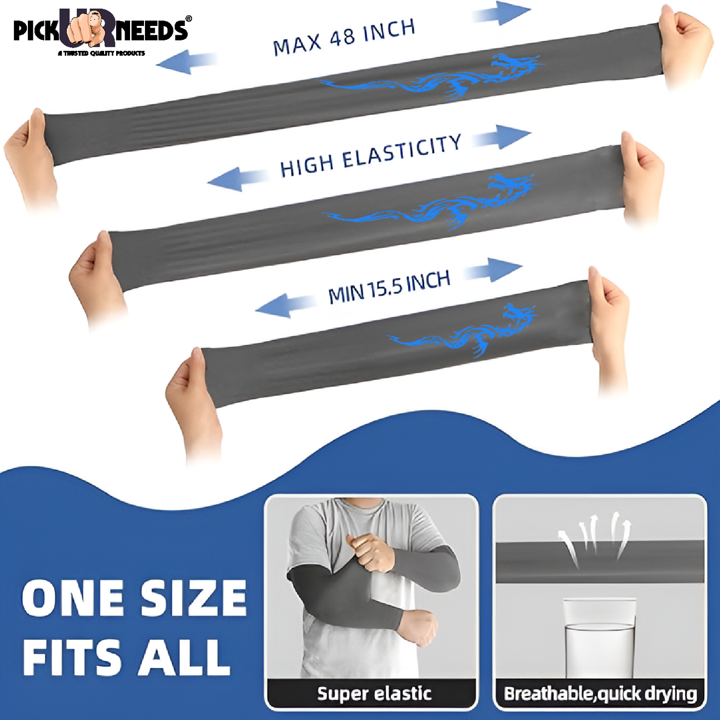 Pick Ur Needs Arm Sleeves for Sun Protection UV Cooling Sleeves for Men & Women for Outdoor Work, Sports, Running, Tattoo Dragon Cover