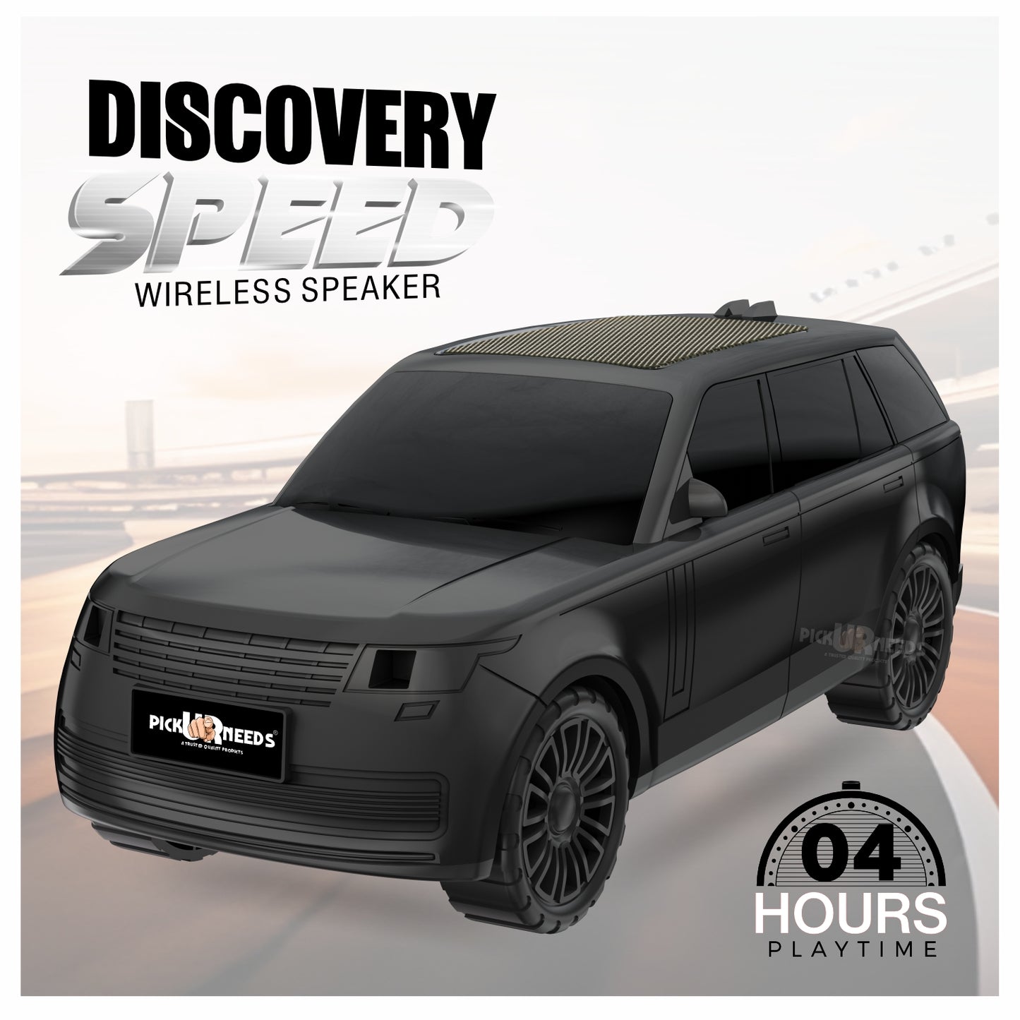 Pick Ur Needs Car Shape Wireless Bluetooth Portable Rechargeable Speaker LED Headlights  TF Card, USB, AUX, Type-C