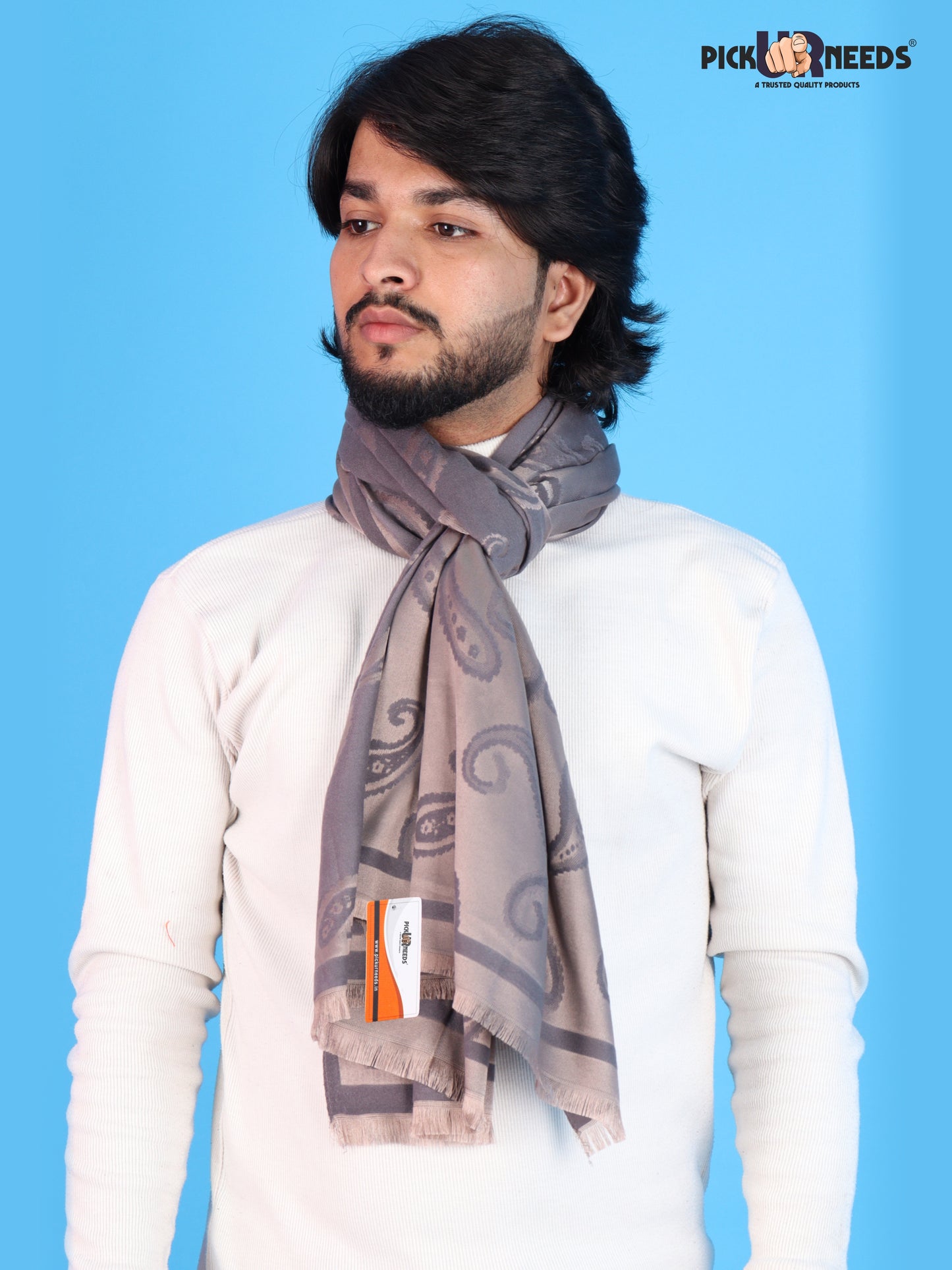 Pick Ur Needs Mens 2-in-1 Shawl & Stole, Elegant Paisley Print Winter Wrap, Lightweight Warm Shoulder Scarf for Boys, Stylish Reversible-Style