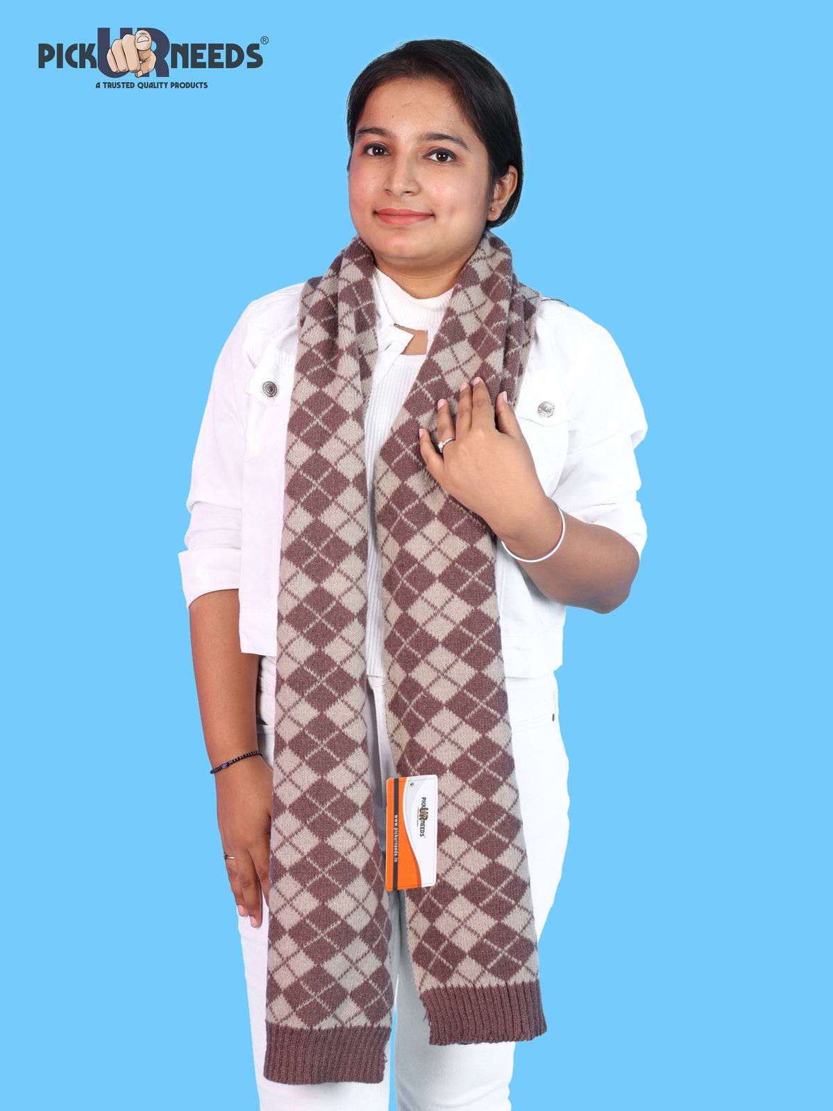 Pick Ur Needs Classic Checkered Woolen Scarf for Winter Warm Muffler Soft, Cozy & Stylish Cold Weather Wrap For Women