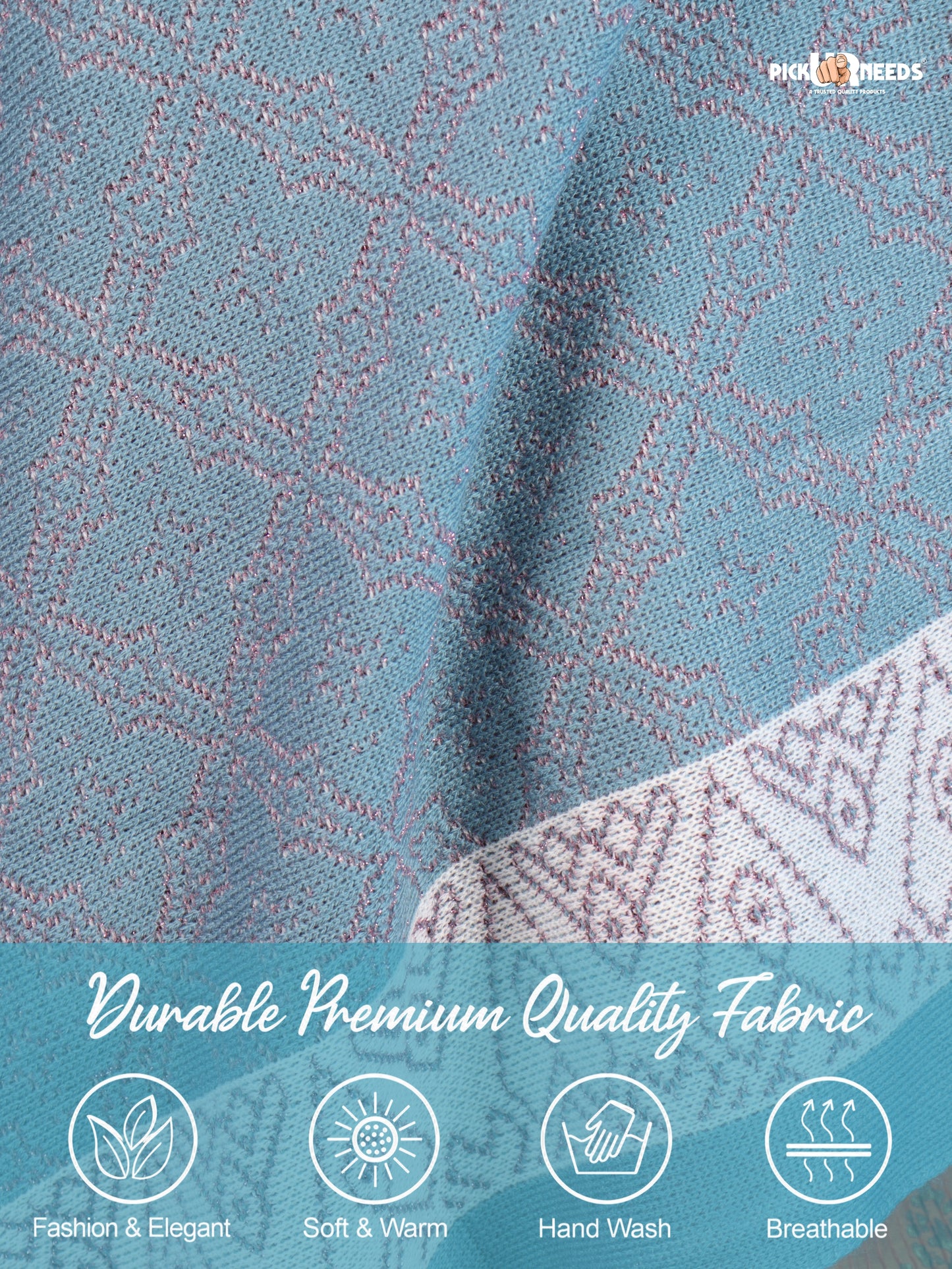 Pick Ur Needs Womens & Girls Soft Knitted Winter Shawl with Elegant Floral & Geometric Pattern, Warm Lightweight Stylish Stole For Ladies