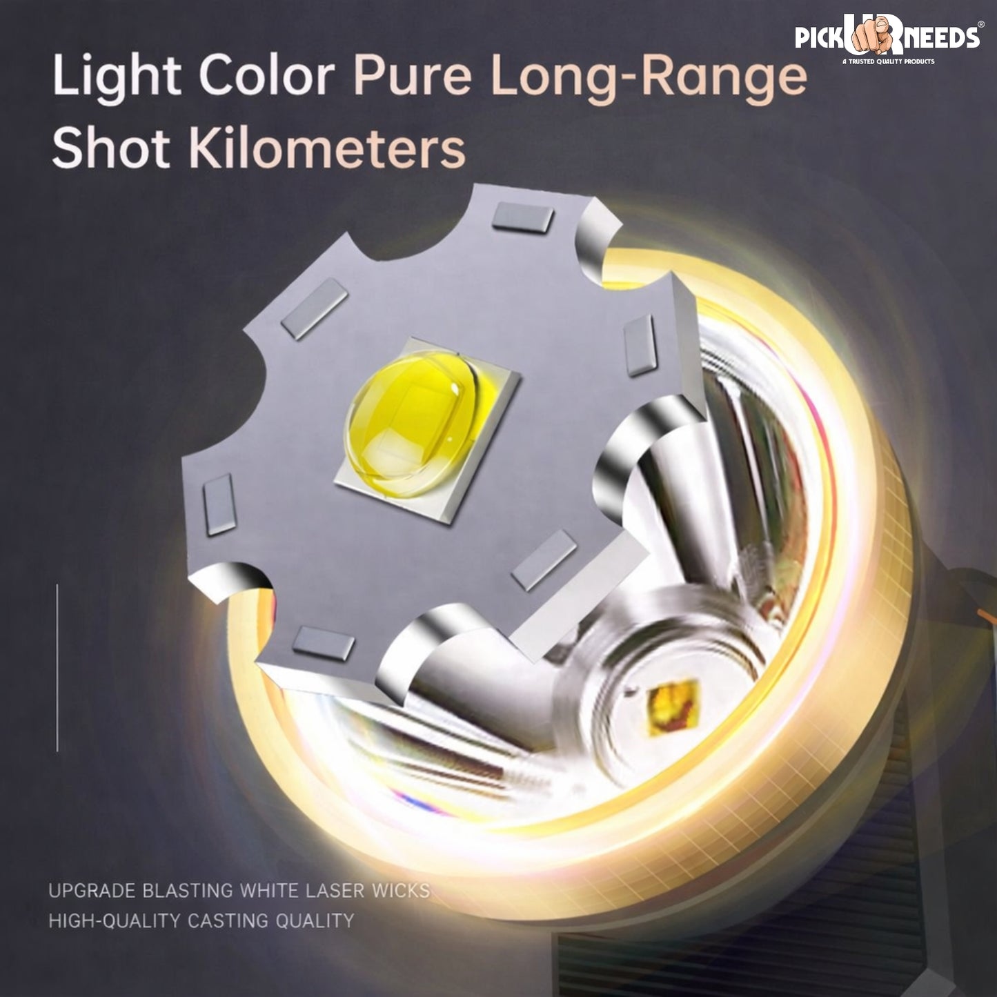 Pick Ur Needs 50W Rechargeable Emergency LED Headlamp Torch | 1200mAh Battery | 3 Light Modes | Long Range White Light | 4H Backup | Type C Charging Head Light for Camping, Fishing & Hiking