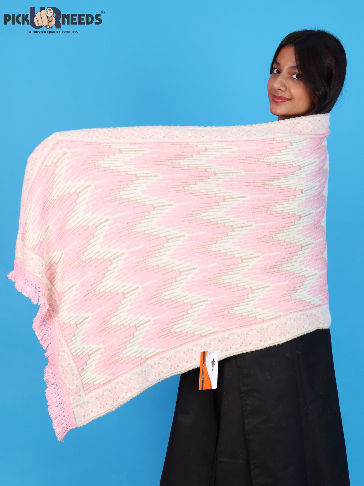 Pick Ur Needs Premium Wool Shawl For Womens & Girls Winter Muffler Soft Knitted Designer Wrap Warm Stole