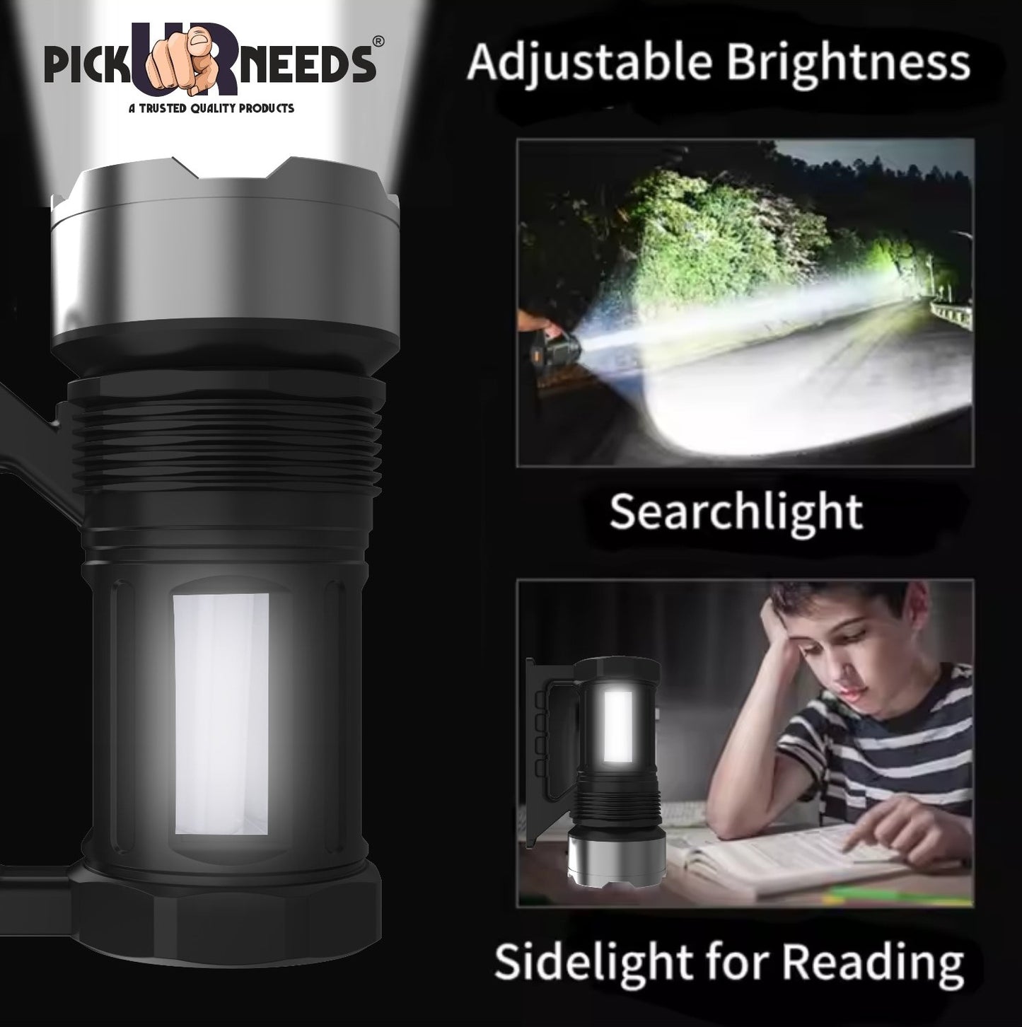 Pick Ur Needs Adjustable Focus 250 Watt Laser Torch Light 6000mAh Lithium Battery Metal Head 5 hrs Torch Emergency Light  (Copper)