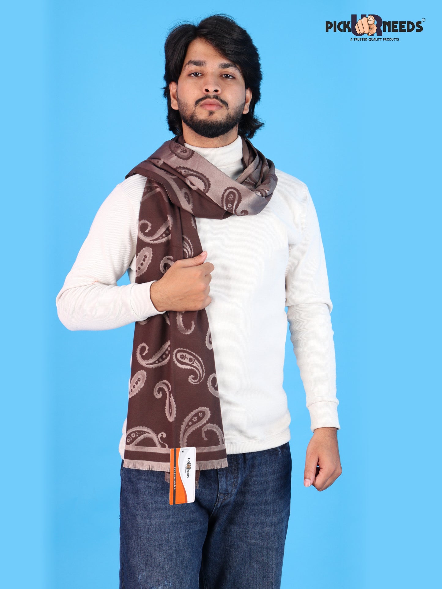 Pick Ur Needs Mens 2-in-1 Shawl & Stole, Elegant Paisley Print Winter Wrap, Lightweight Warm Shoulder Scarf for Boys, Stylish Reversible-Style