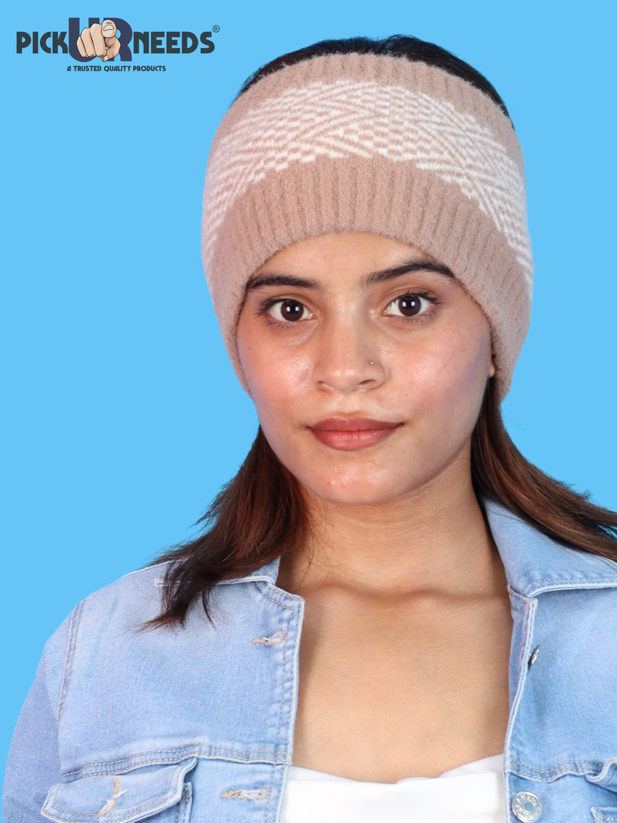 Pick Ur Needs Unisex Winter Headband Ear Warmer For Women & Men Soft Stretch Warm Head Wrap with Geometric Pattern