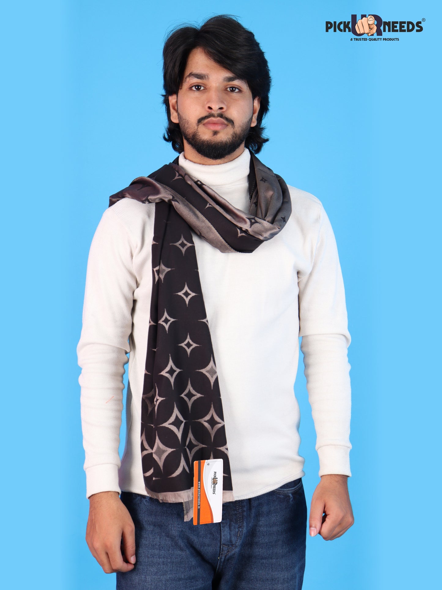 Pick Ur Needs Mens 2-in-1 Reversible Shawl Stylish Printed Winter Shawl for Boys Soft Warm Woolen Stole Premium Large Winter Wrap