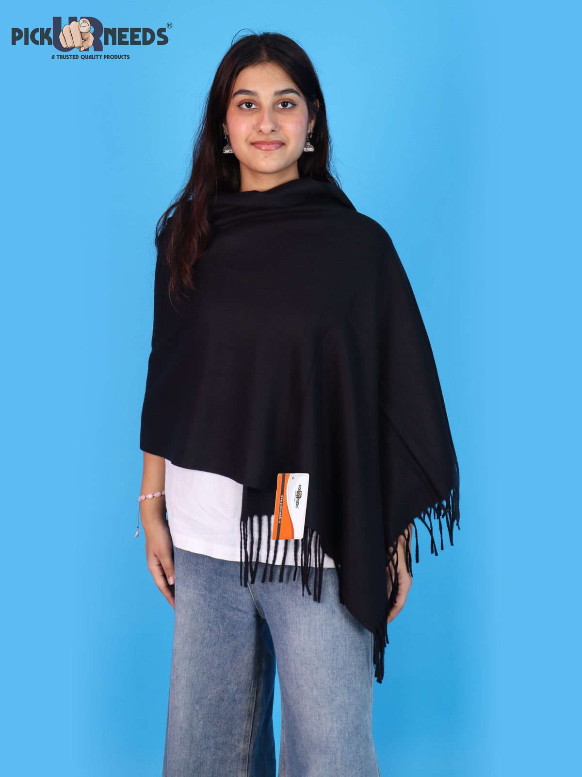 Pick Ur Needs Womens Winter Shawl Soft Warm Large Wrap Shawls with Fringe Tassels Elegant Woolen Style Stole for Girls