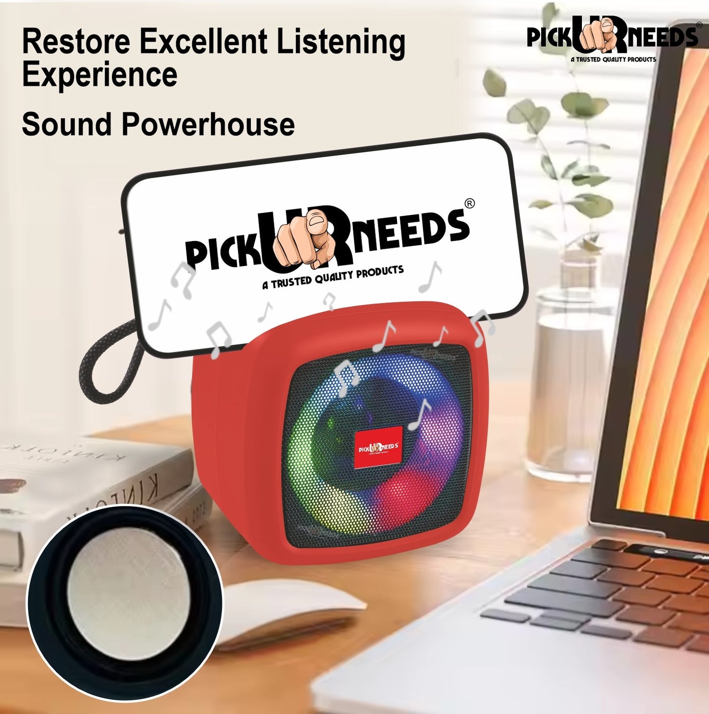 Pick Ur Needs Portable Wireless Extra Bass Mini DJ Bluetooth Party Speaker with RGB Lightshow 5 W Bluetooth Speaker  (Green, 5.0 Channel)