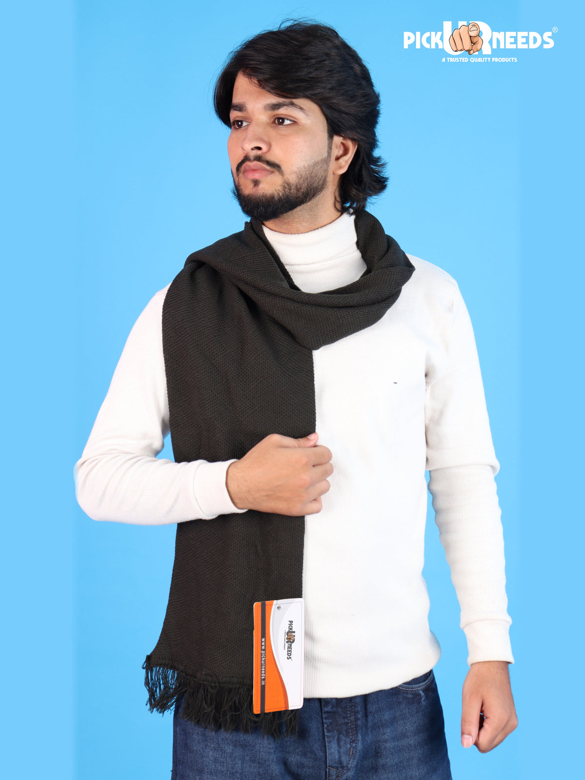 Pick Ur Needs Premium Soft, Warm & Breathable Wool Blend Winter Scarf for Men Fashionable Elegant Muffler