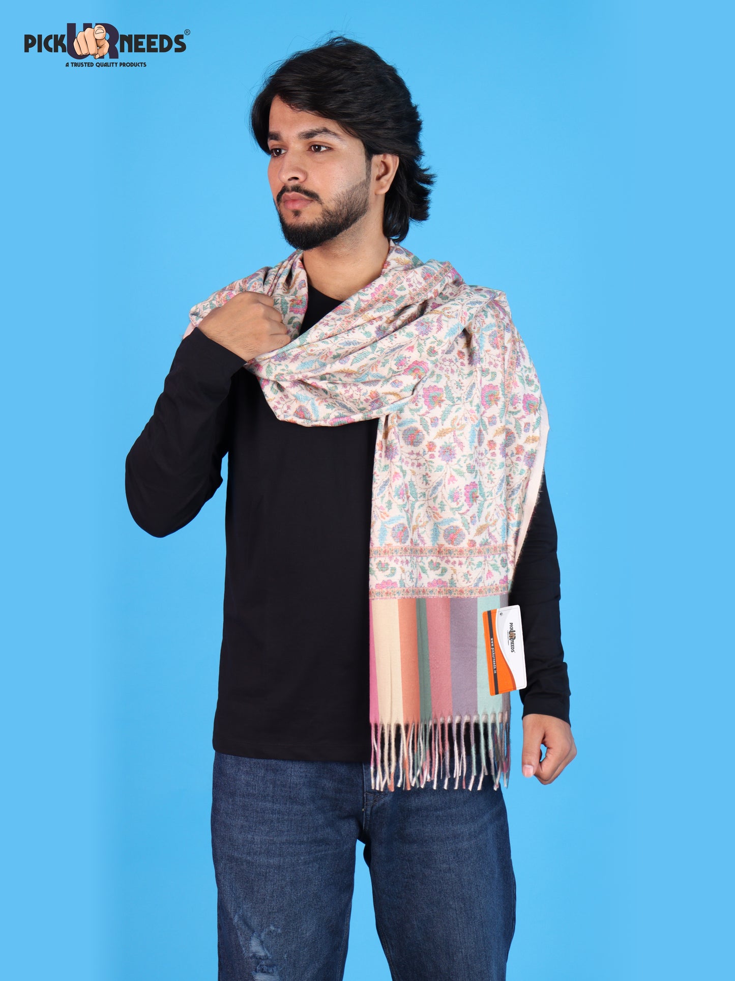 Pick Ur Needs Men’s Winter Shawl Soft Printed Warm Wrap with Fringed Ends for Casual & Formal Wear For Boys