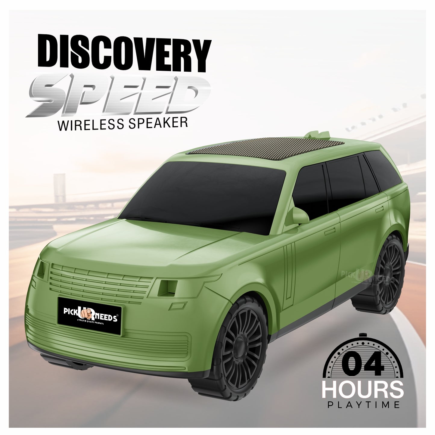 Pick Ur Needs Car Shape Wireless Bluetooth Portable Rechargeable Speaker LED Headlights  TF Card, USB, AUX, Type-C