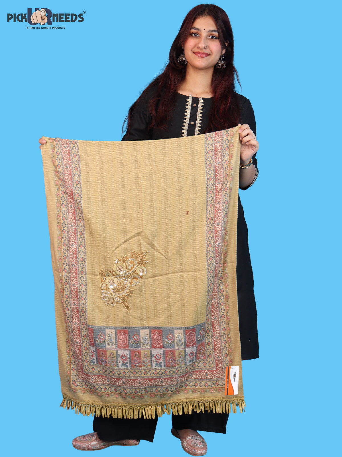 Pick Ur Needs Premium Soft Woolen Women & Girls Stylish Shawl with Elegant Design for Winter & Wedding