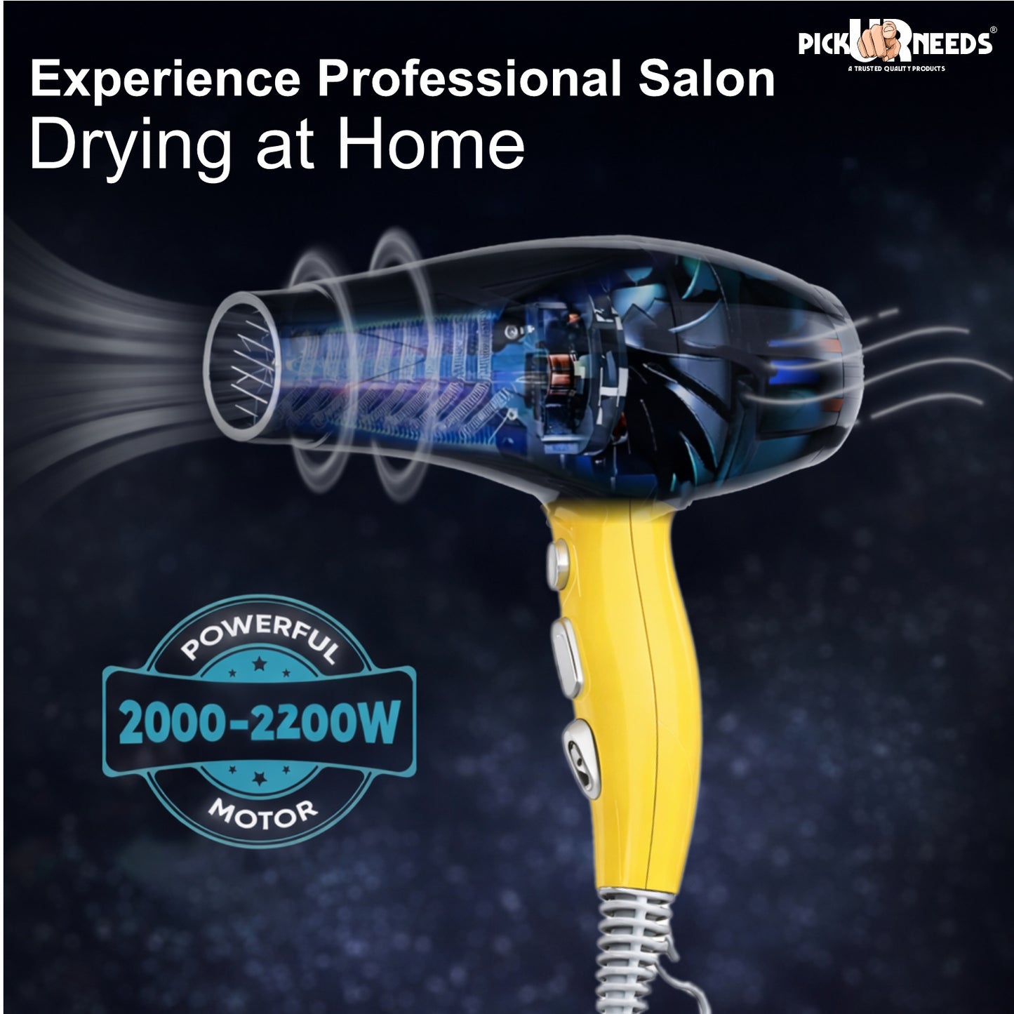 Pick Ur Needs Hair Dryer for Women & Men Quick Dry Hot and Cold Air Low Noise Dryer Hair Dryer