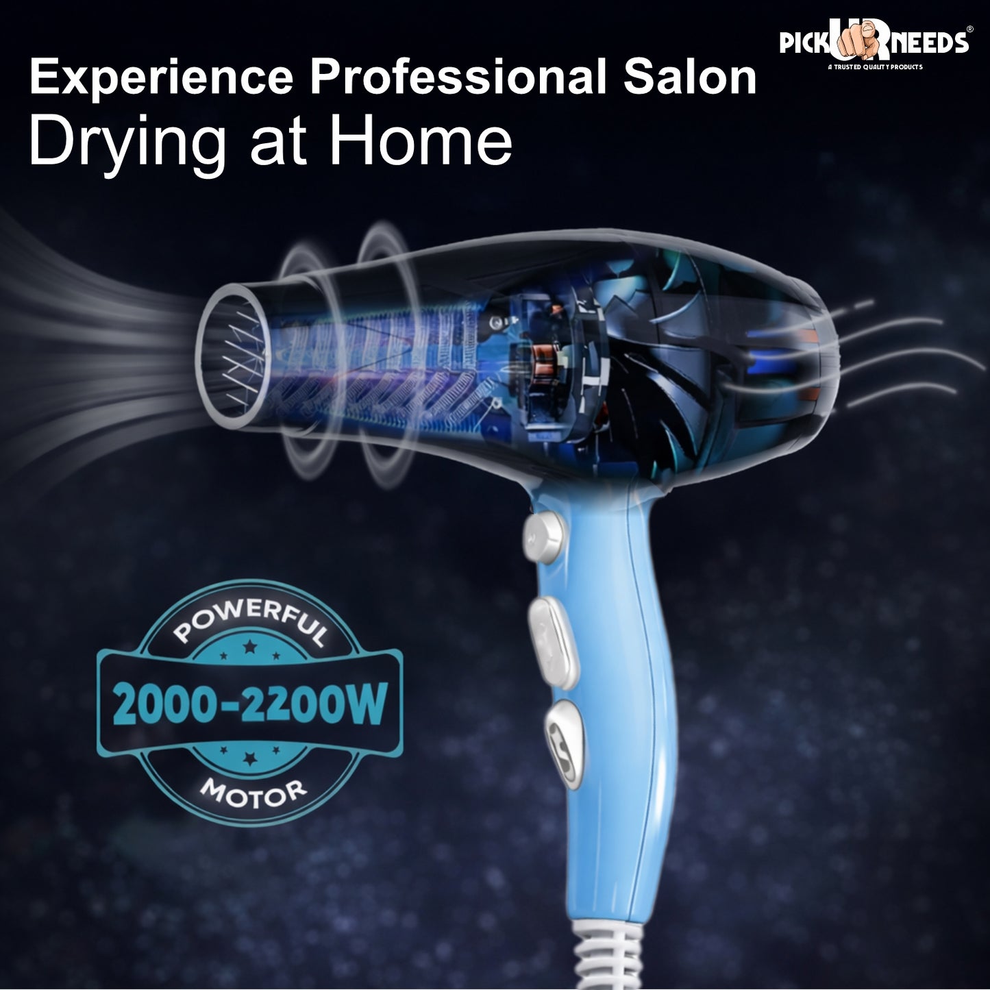 Pick Ur Needs Hair Dryer for Women & Men Quick Dry Hot and Cold Air Low Noise Dryer Hair Dryer