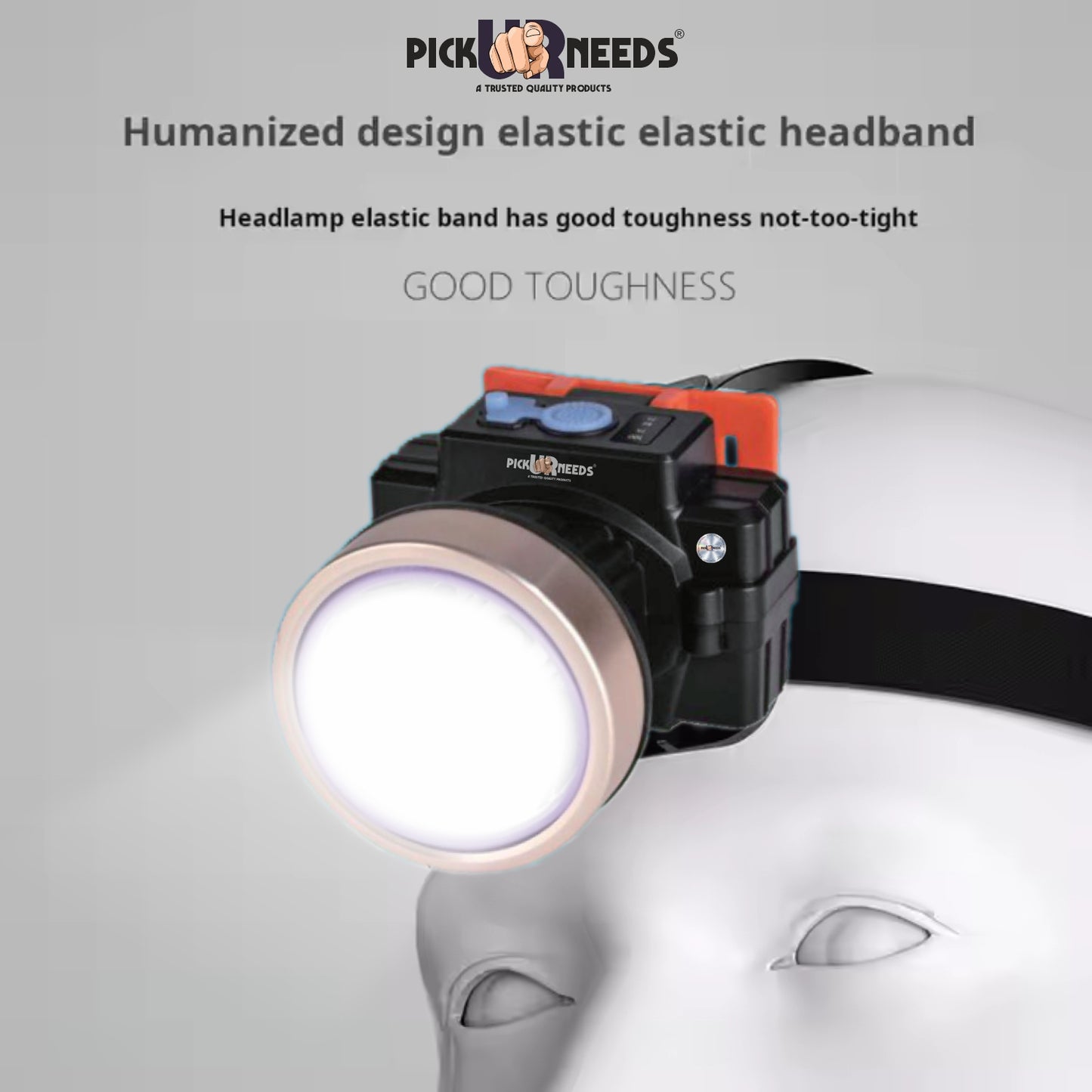 Pick Ur Needs Rechargeable Headlamp With 2400 mAh Lithium Battery Type C Charge 150 Watt Laser 5 hrs Torch Emergency Light  (Copper)