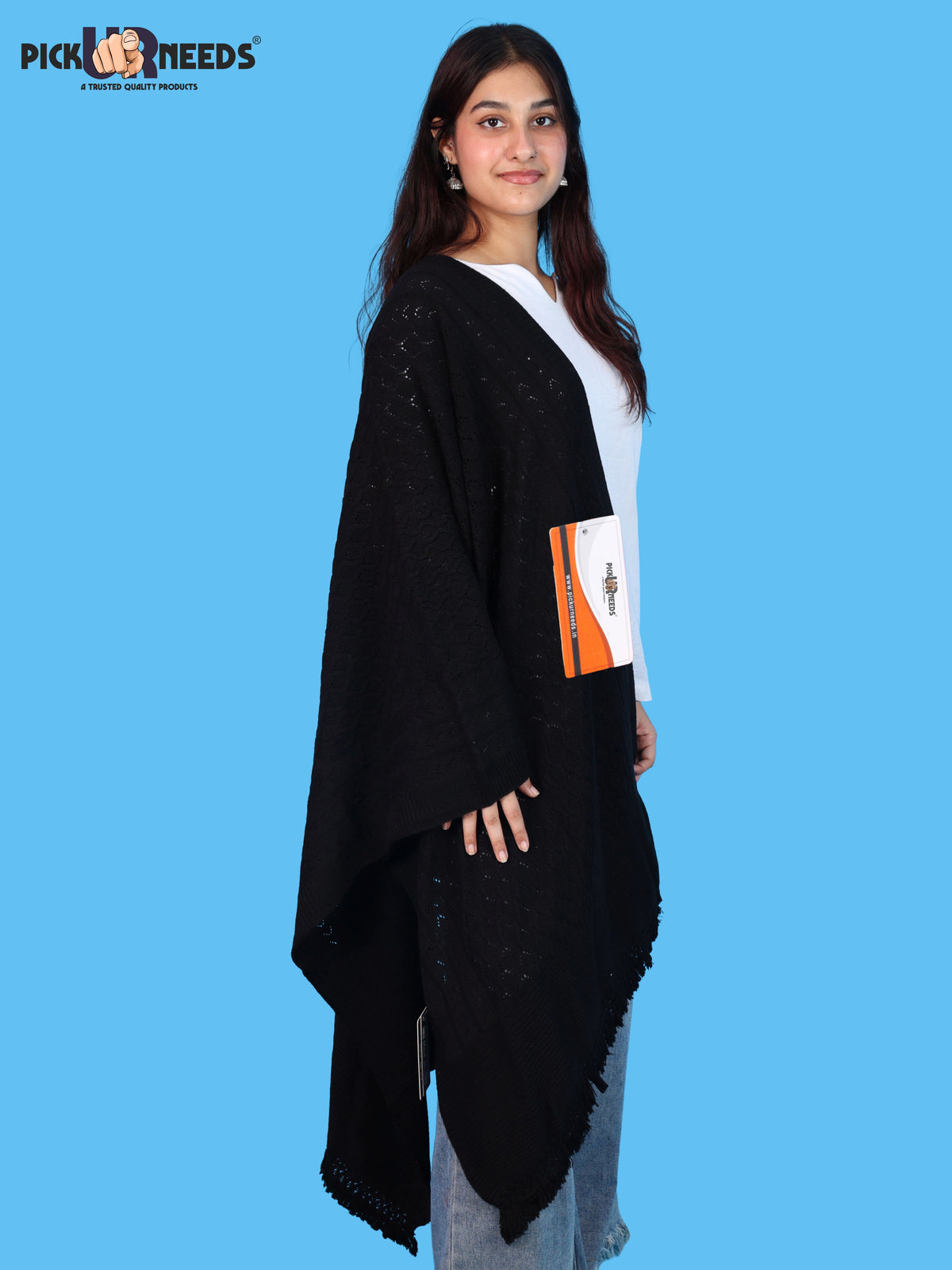 Pick Ur Needs Wool Self Design Women Shawl