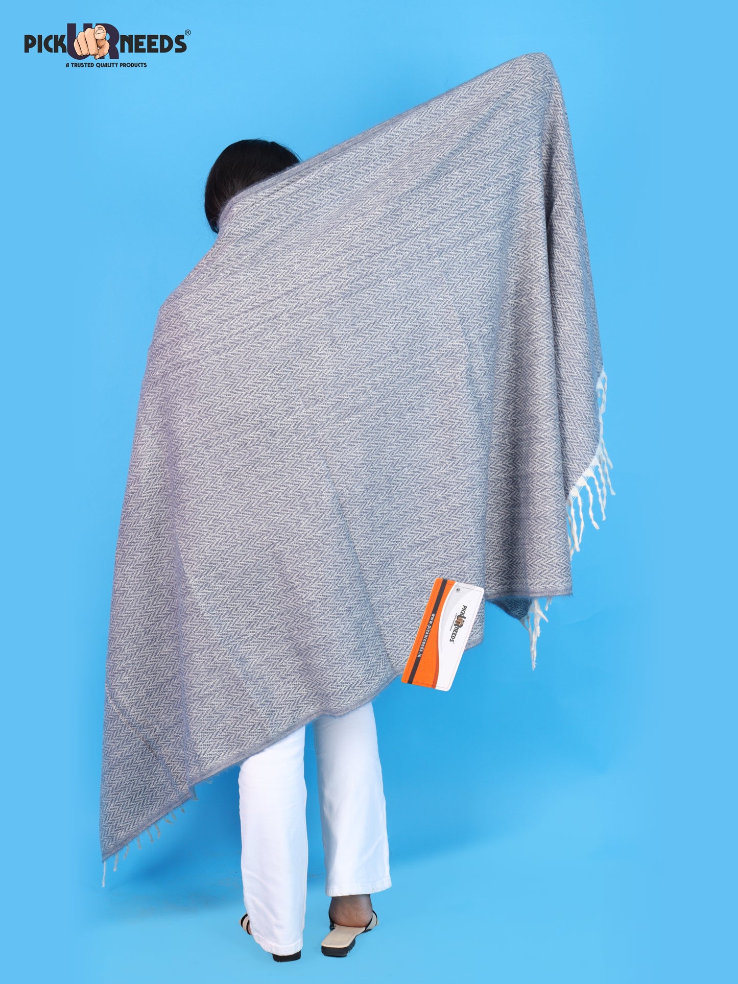 Pick Ur Needs Women’s Winter Muffler Shawl Soft & Warm Knitted Herringbone Wrap with Elegant Fringe Stole For Girls