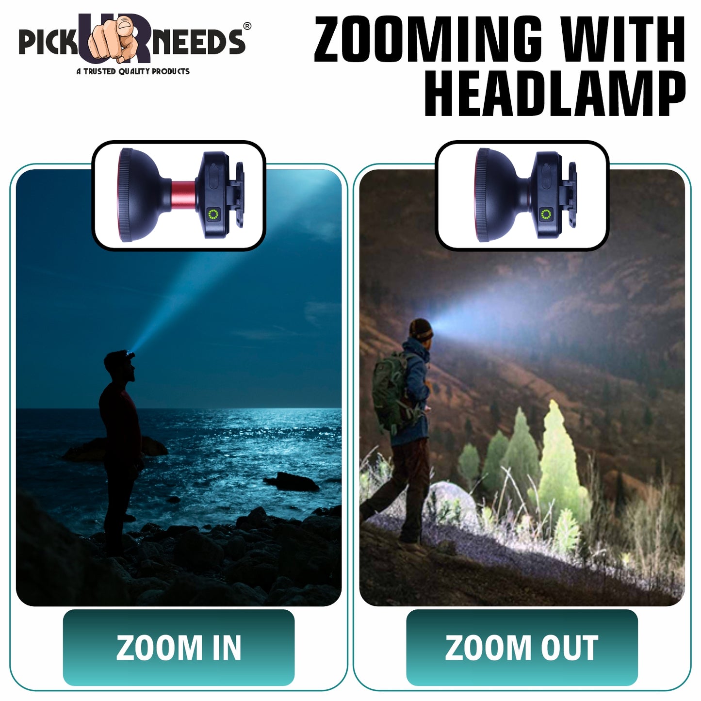 Pick Ur Needs Super Power Head Lamp With 3 Mode LED Zoomable Head Light For Camping Headlamp 5 hrs Torch Emergency Light
