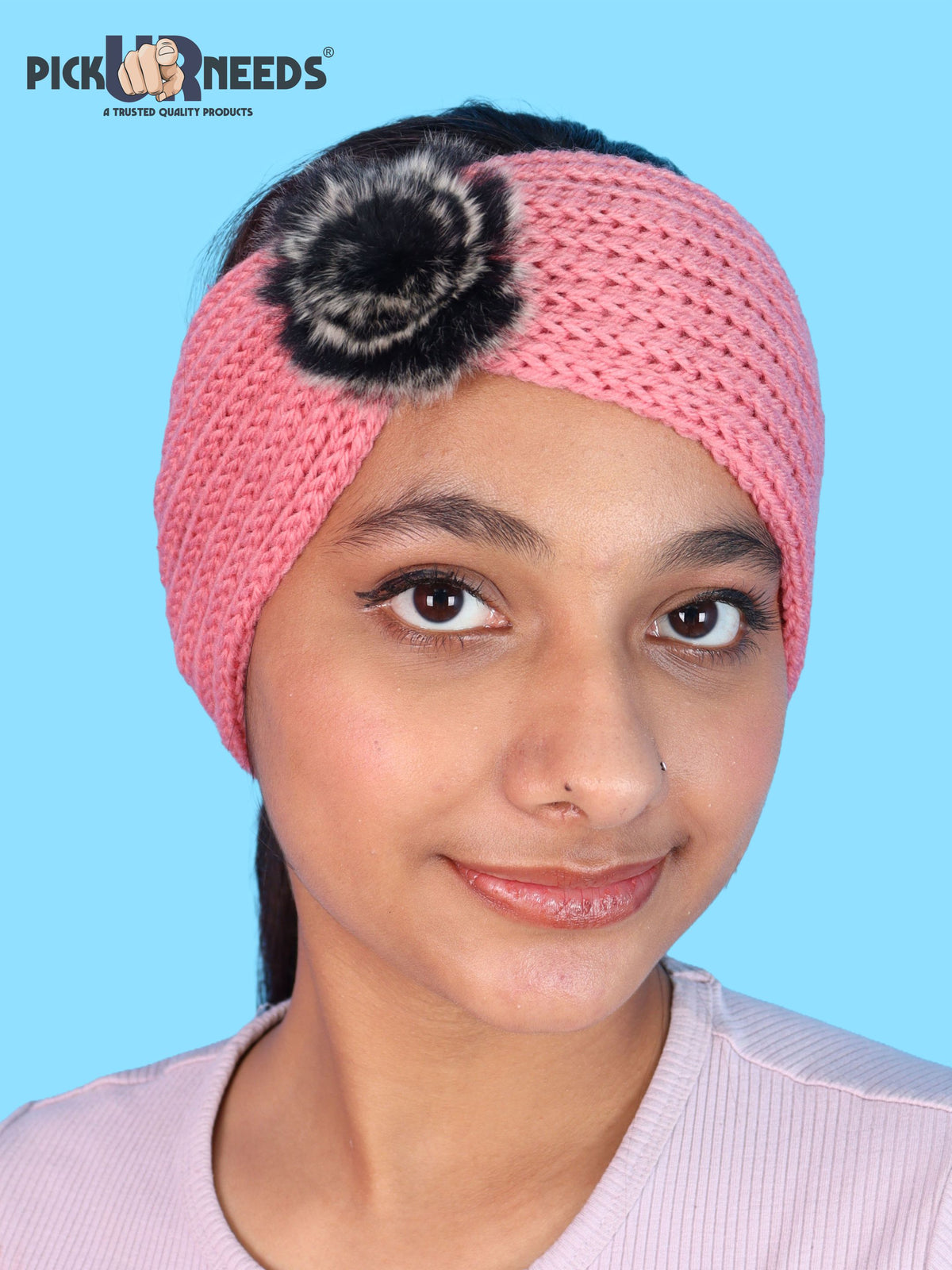 Pick Ur Needs Women & Girls Winter Earmuff Headband Kanpatti with Flower Design Soft Knitted Warm Ear Cover