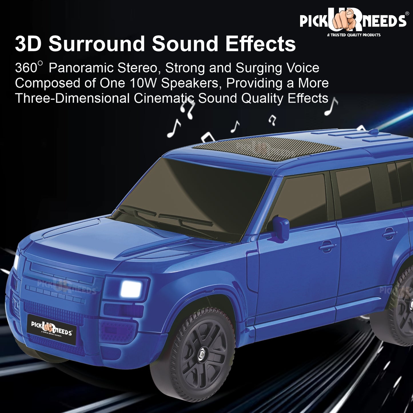 Pick Ur Needs Portable 10W Car Shape Bluetooth Wireless Speaker with Deep Bass 1200mAh Battery Support FM Radio, USB, TF Card, TWS Stylish SUV Design