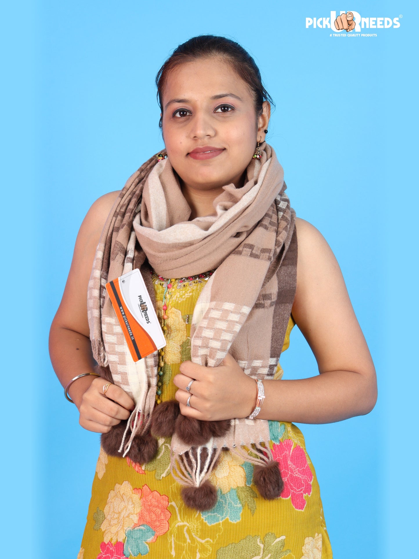 Pick Ur Needs Women Designer Winter Shawl with Geometric Checkered Pattern Shoulder Wrap with Tassels Stylish Stole for Girls Party, Casual & Ethnic Wear