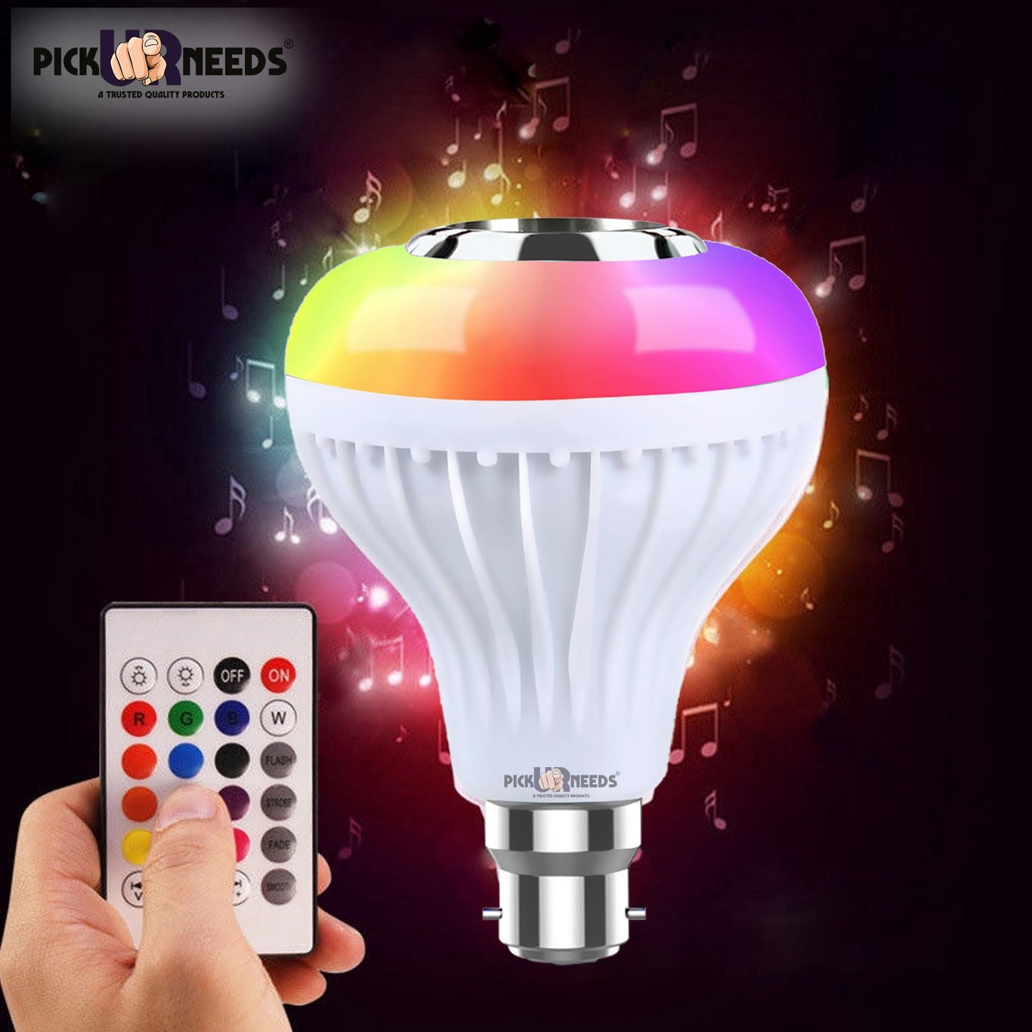 Pick Ur Needs® Bluetooth Speaker Smart Lighting Music Bulb Color Changing with Remote Control (Pack of 2)