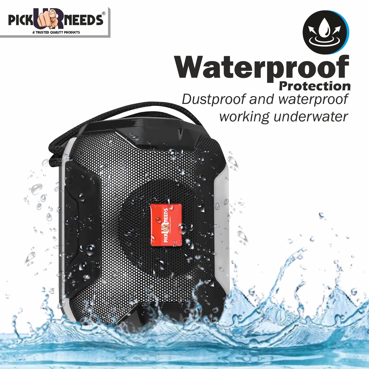 Pick Ur Needs Mega Bass Portable Wireless Bluetooth Speaker | Water Proof | Splash Proof | Premium Speaker Compatible with All Mobile Phone (Color AS PER Availability) 5 W Bluetooth Speaker