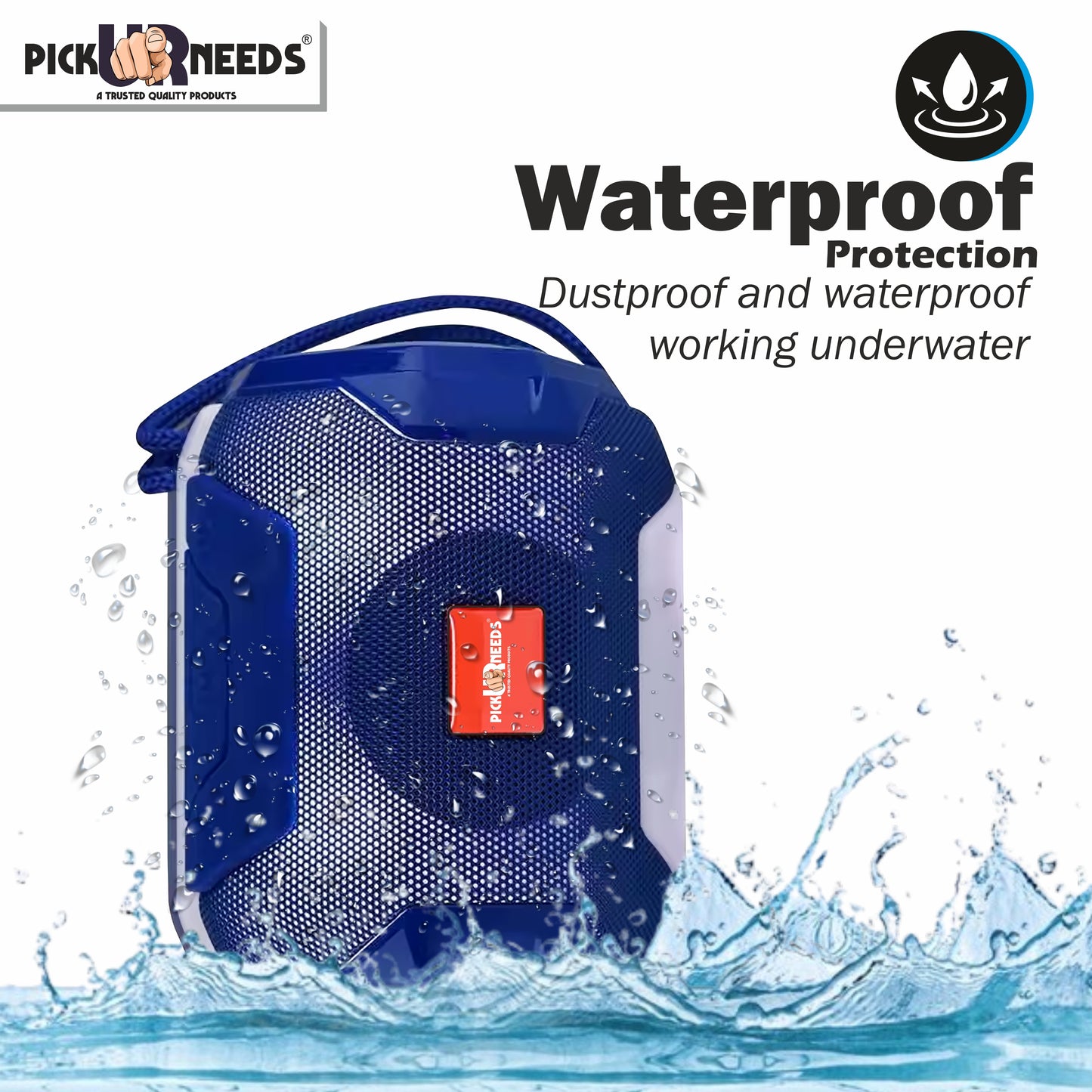 Pick Ur Needs Mega Bass Portable Wireless Bluetooth Speaker | Water Proof | Splash Proof | Premium Speaker Compatible with All Mobile Phone (Color AS PER Availability) 5 W Bluetooth Speaker