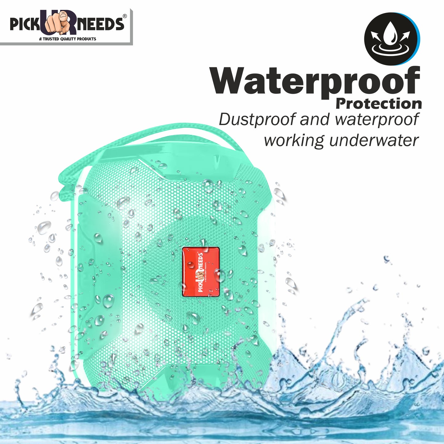 Pick Ur Needs Mega Bass Portable Wireless Bluetooth Speaker | Water Proof | Splash Proof | Premium Speaker Compatible with All Mobile Phone (Color AS PER Availability) 5 W Bluetooth Speaker